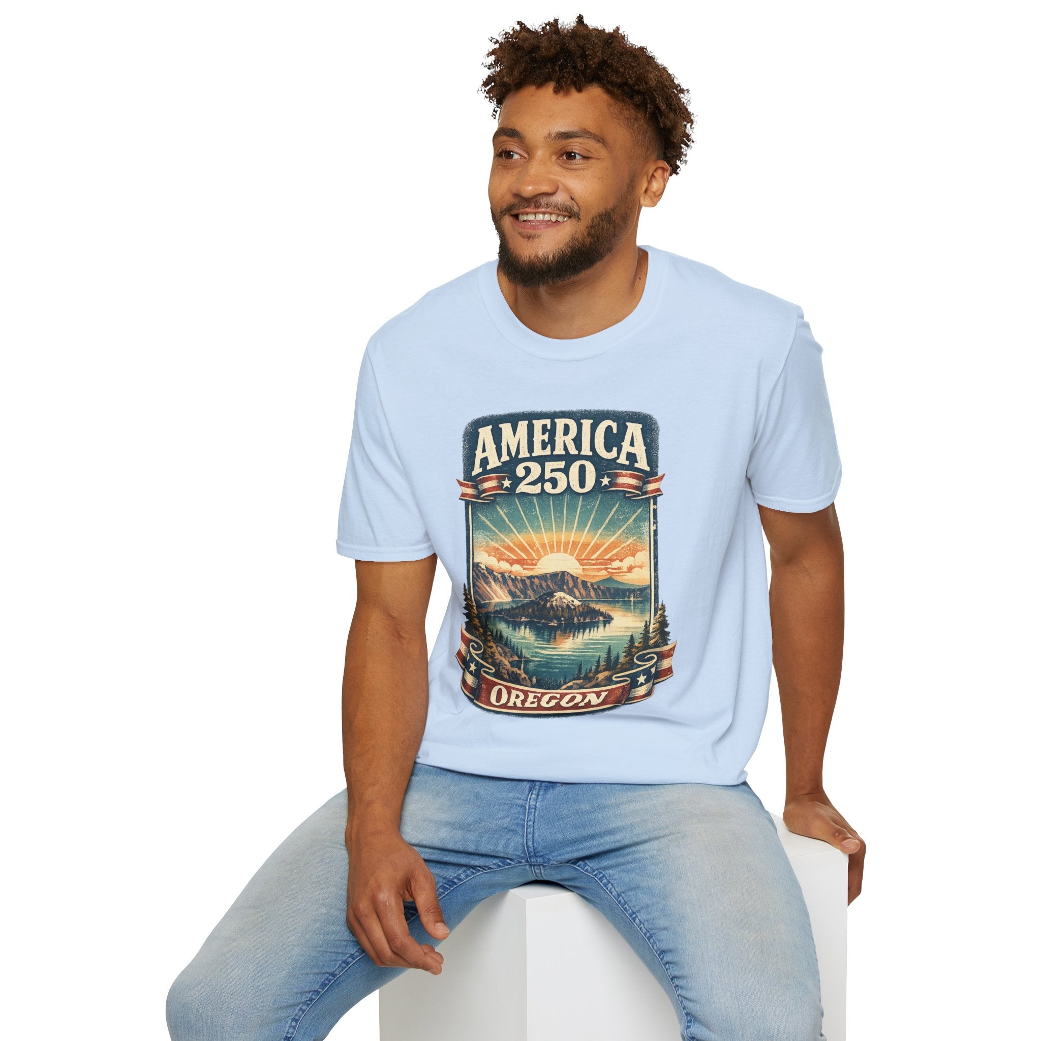 Oregon America 250 Shirt — Crater Lake Sunset Vintage Tee