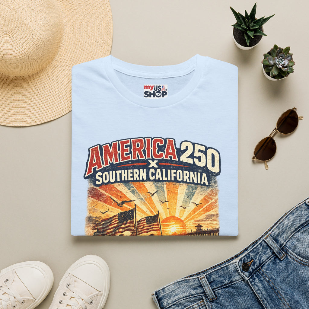 America 250 Southern California Huntington Beach Vintage Tee