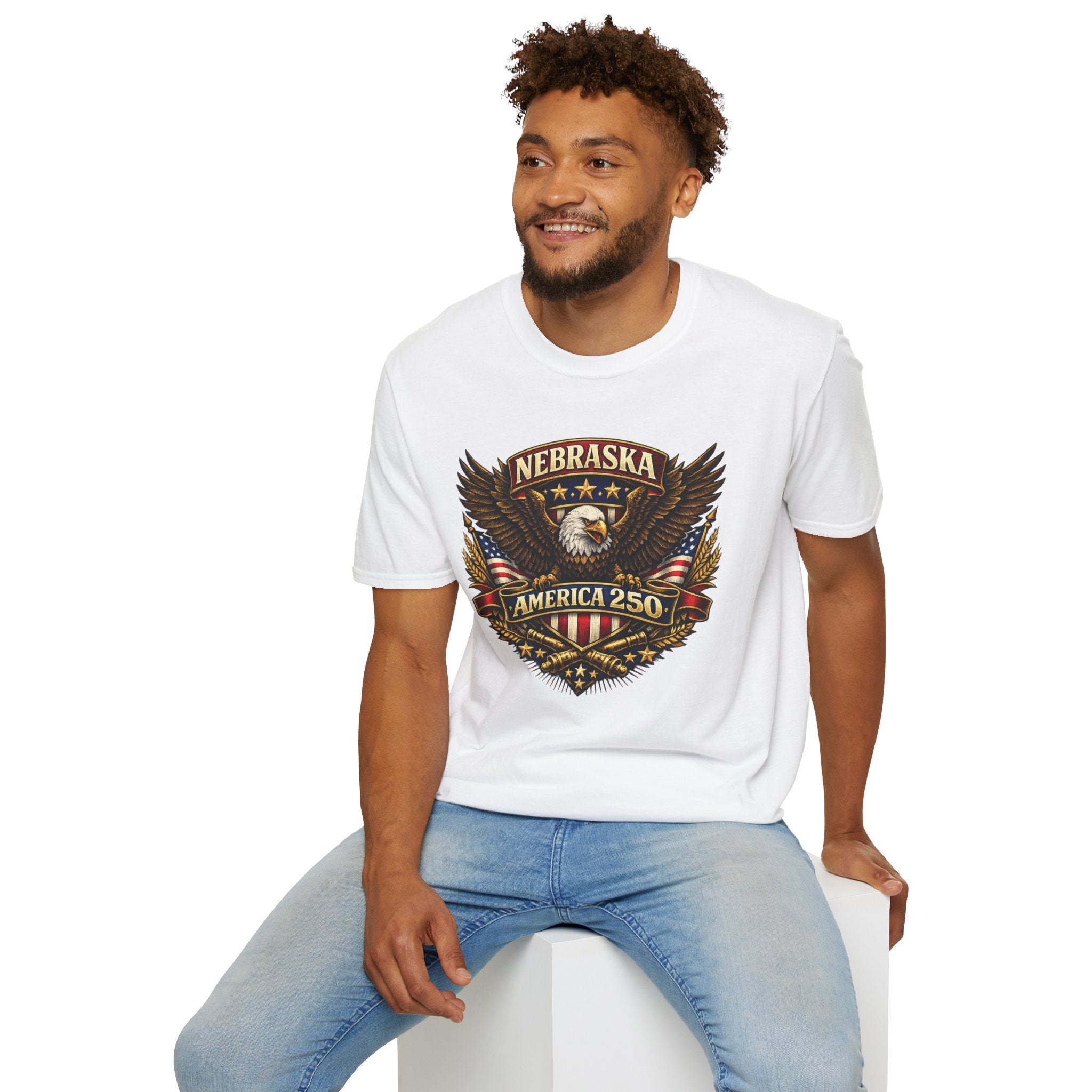 America 250 Nebraska Eagle T-Shirt — Patriotic USA State Tee