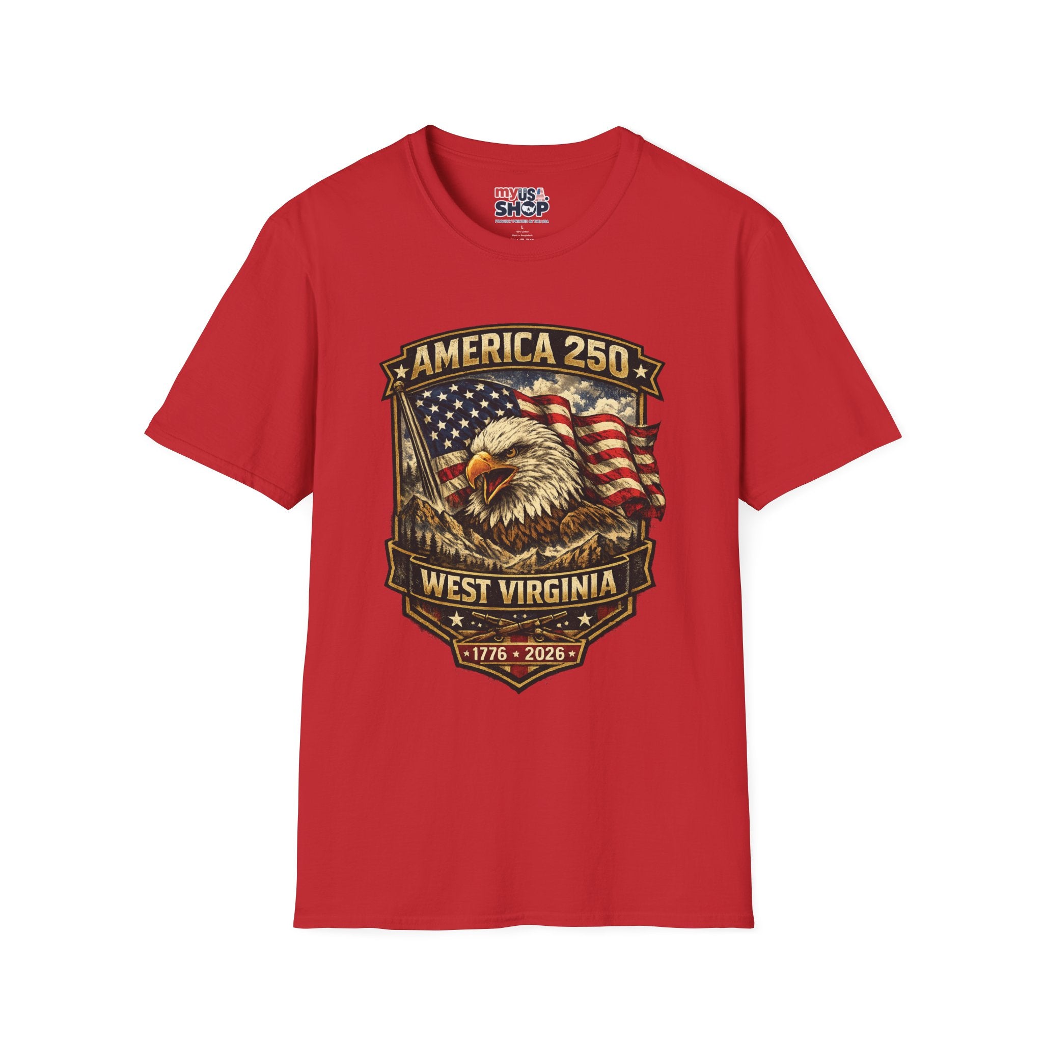 America 250 Eagle Flag T-Shirt — West Virginia Patriotic Anniversary Shirt