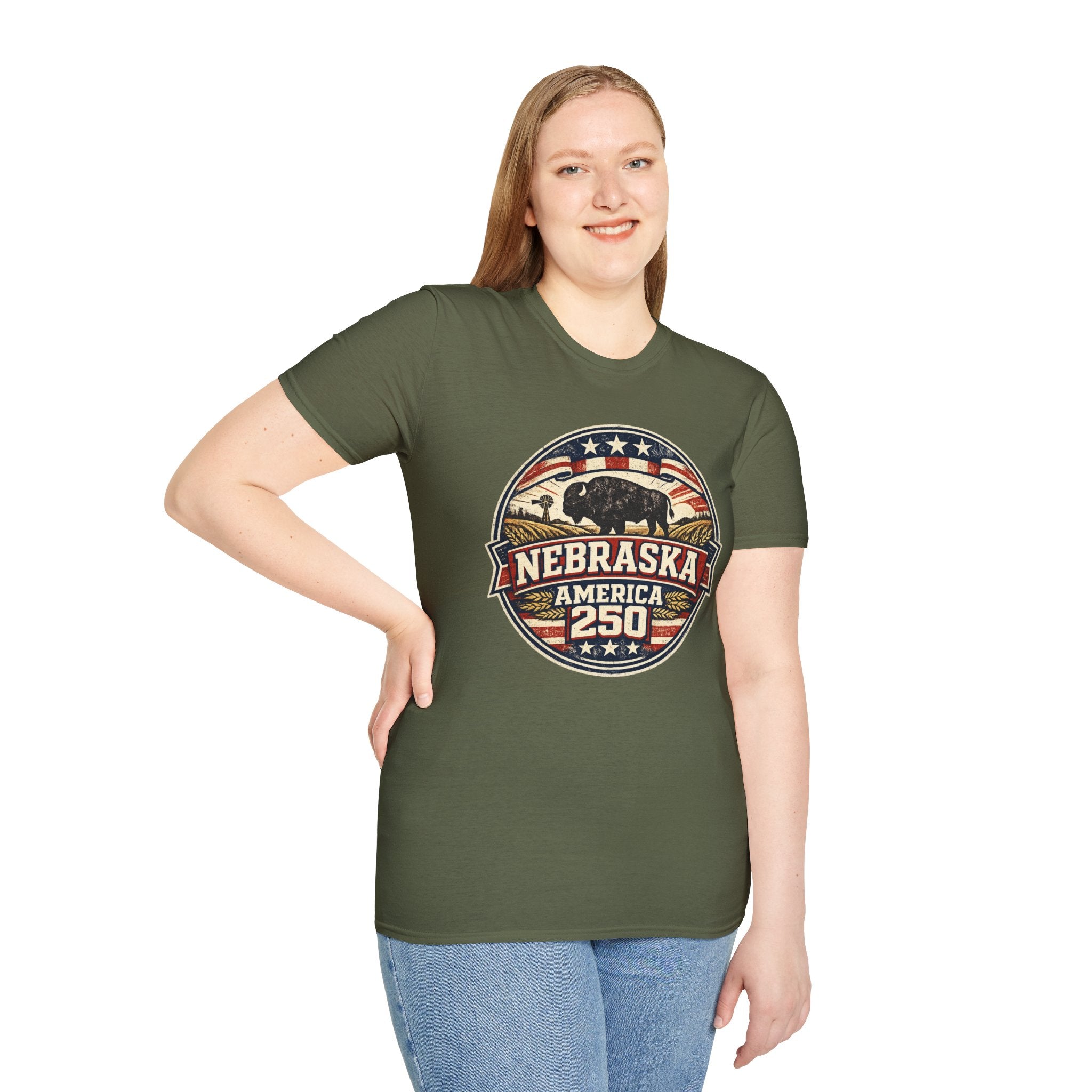 Nebraska Buffalo Retro T-Shirt — America 250 Vintage State Pride Tee