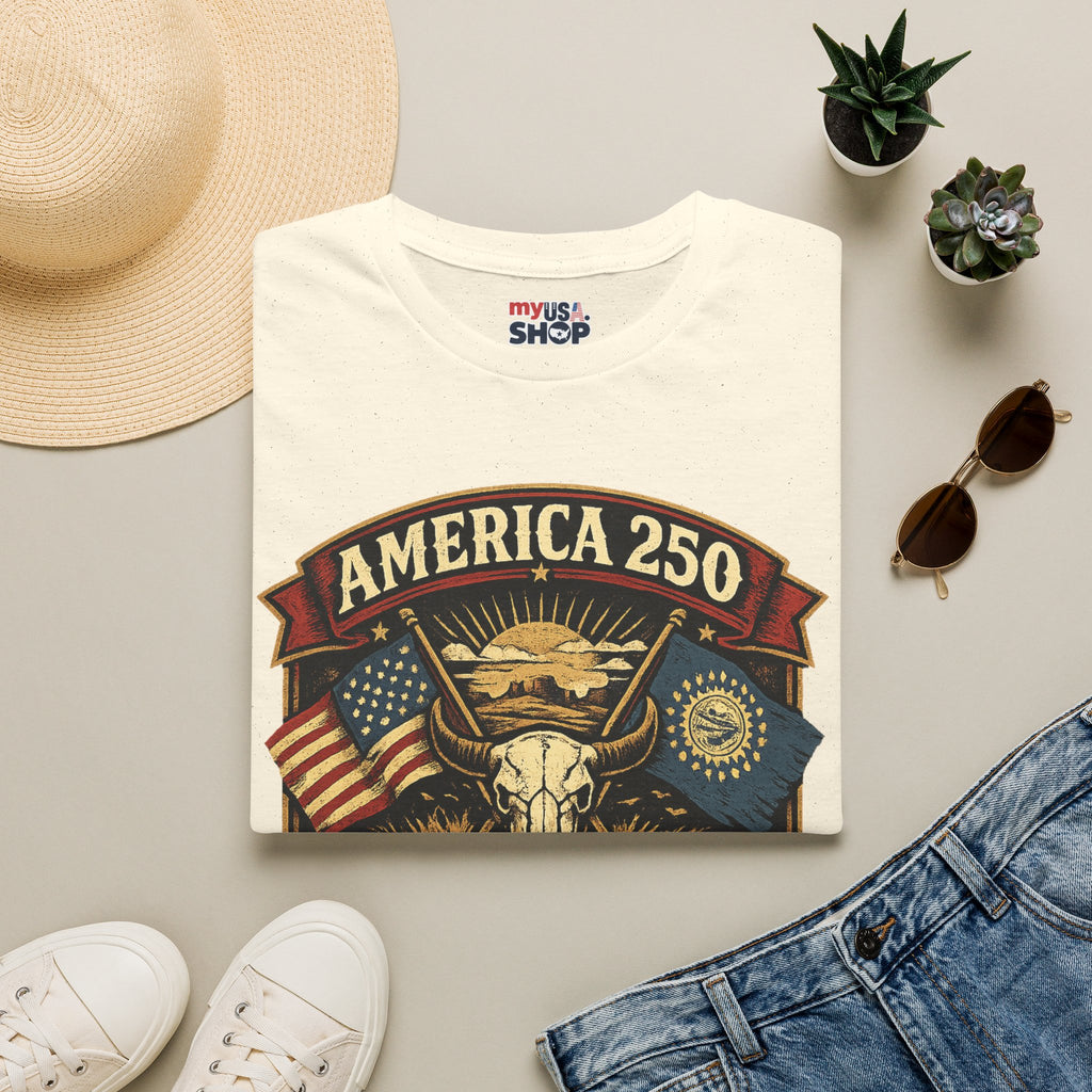 America 250 South Dakota T-Shirt — Western Skull Heritage Graphic Tee