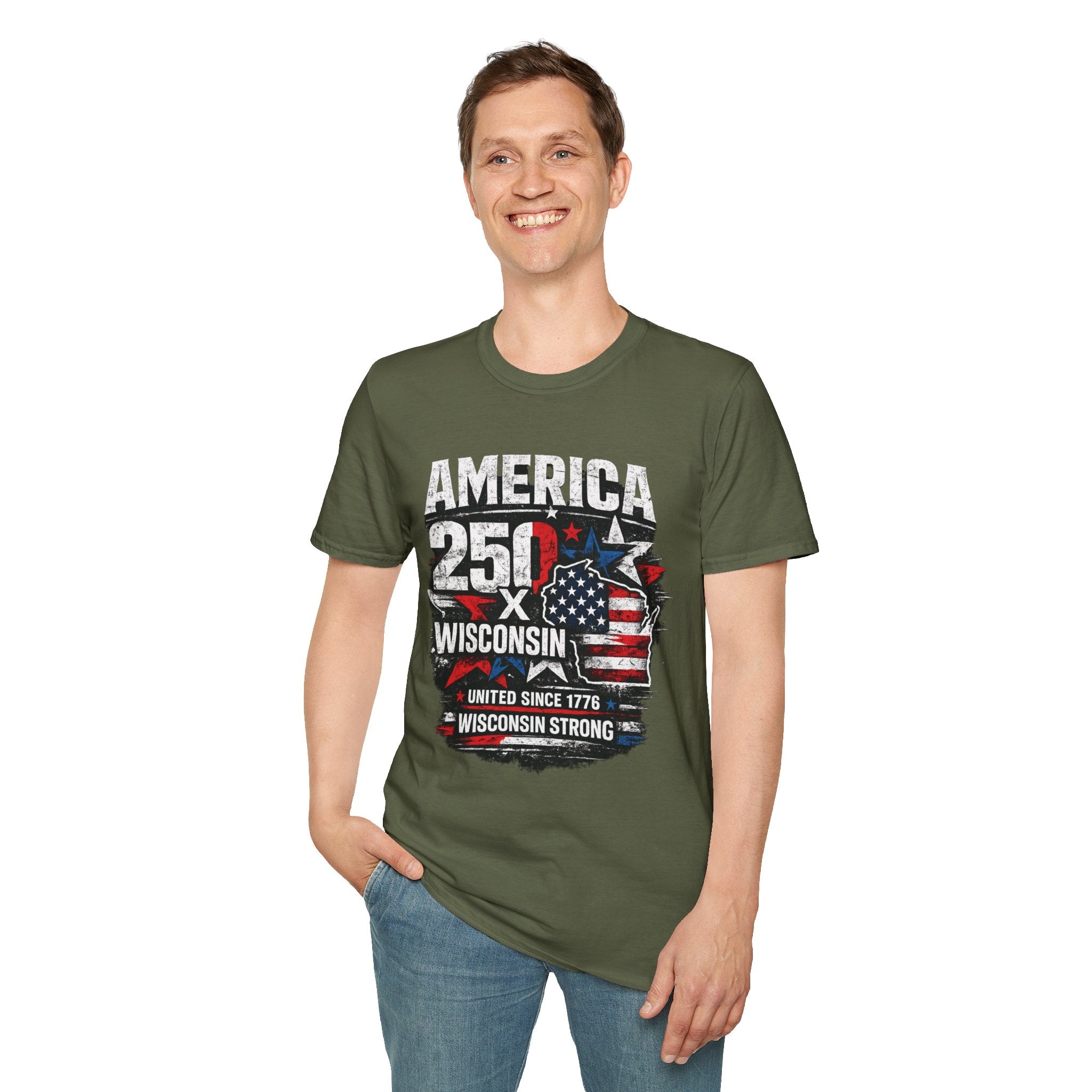 America 250 Wisconsin T-Shirt — USA 1776 Celebration Tee