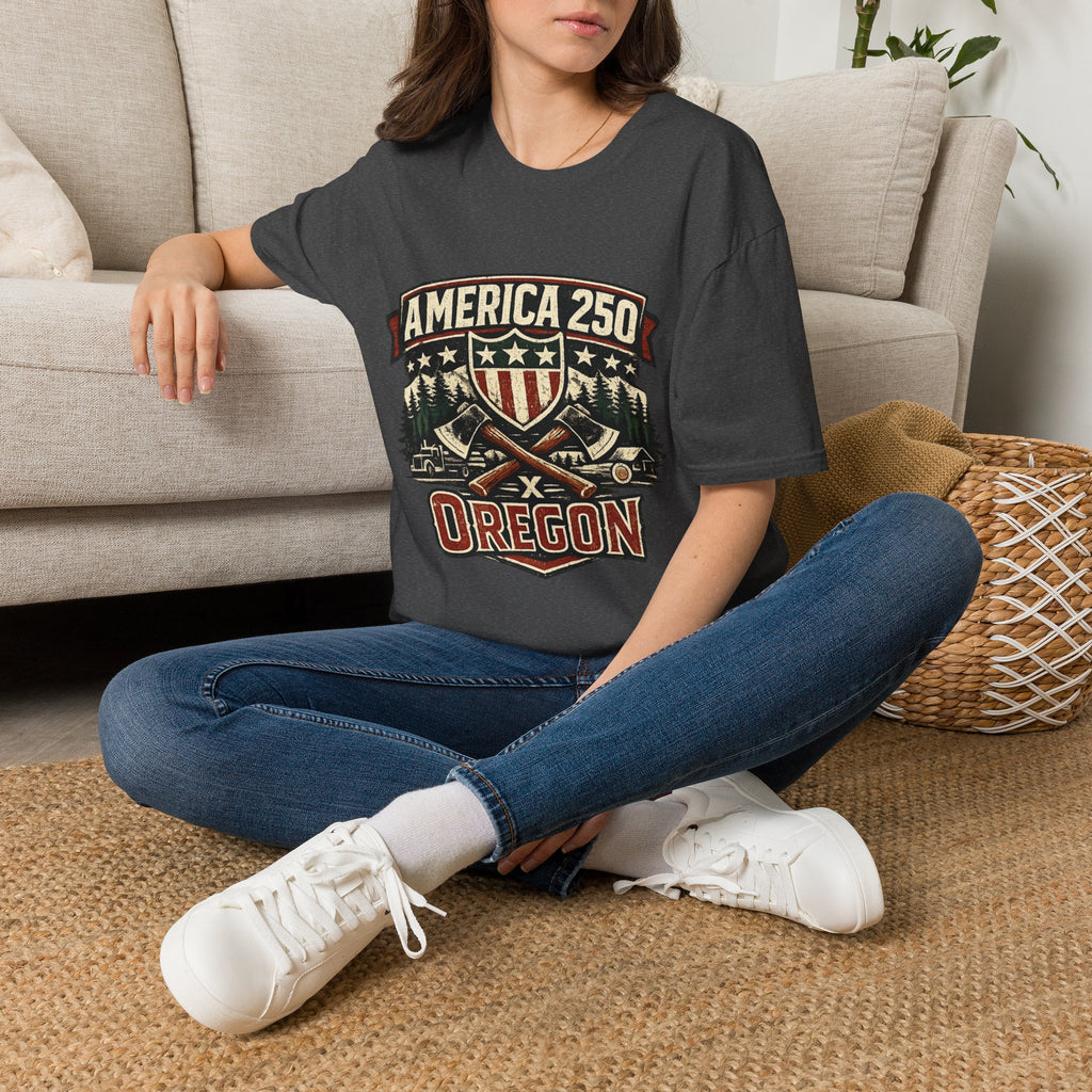 America 250 Shirt —Oregon  Rustic Timber Heritage Graphic Tee