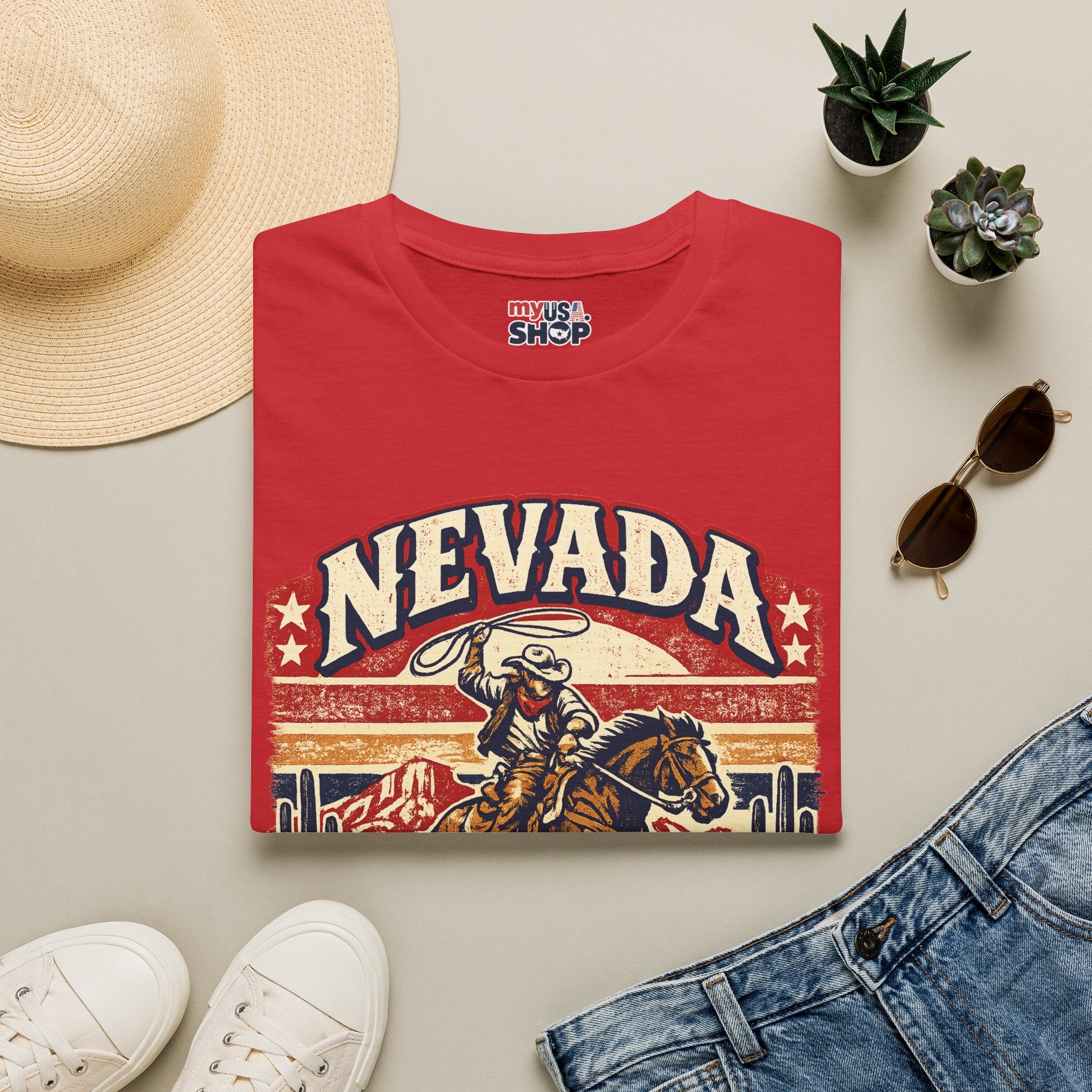 America 250 Nevada Rodeo Vintage T‑Shirt — Western Cowboy Graphic