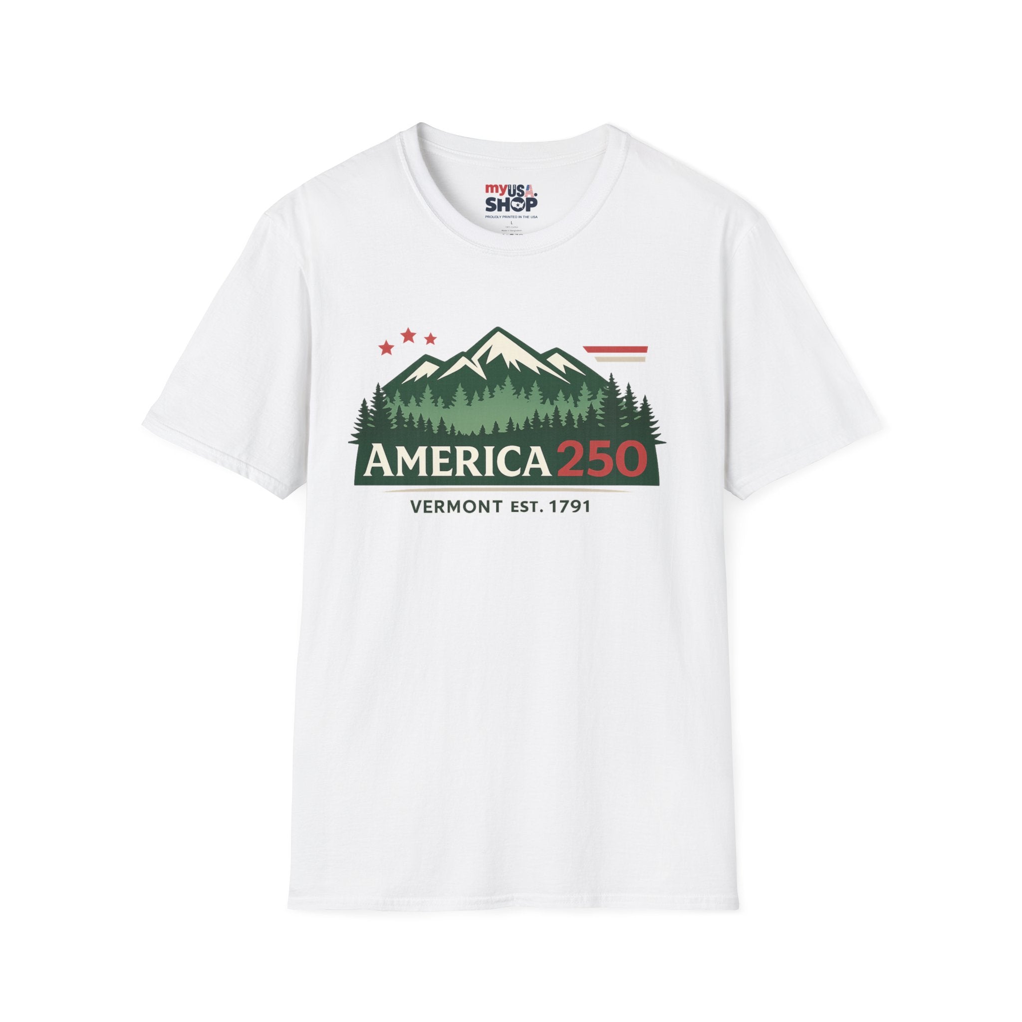 America 250 – Vermont Est. 1791 Mountain Star Vintage Tee Design
