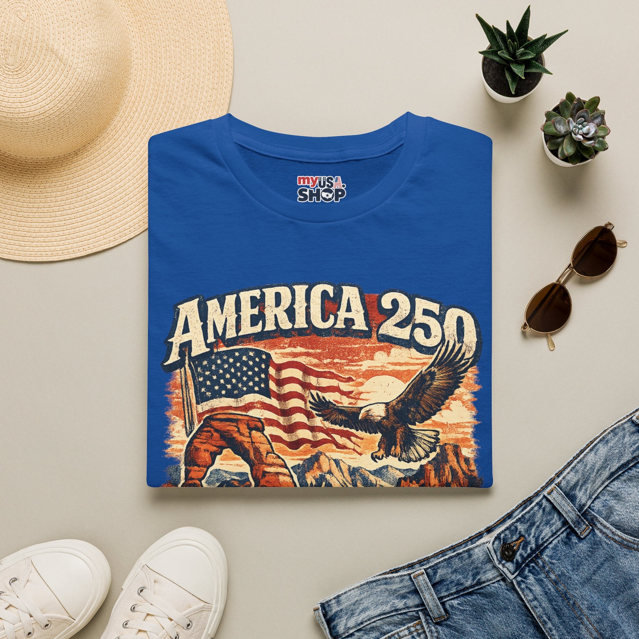 America 250 Utah Shirt — Patriotic Desert Eagle Graphic Tee