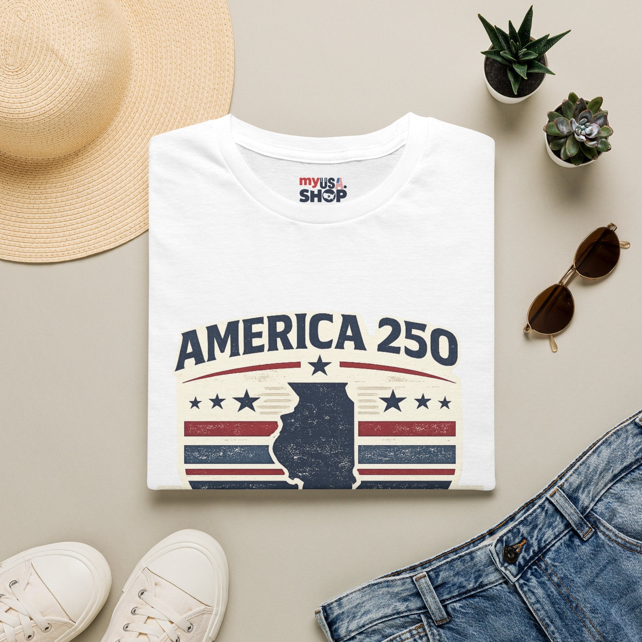 America 250 Illinois T-Shirt — 1776–2026 Bicentennial USA State Pride Tee