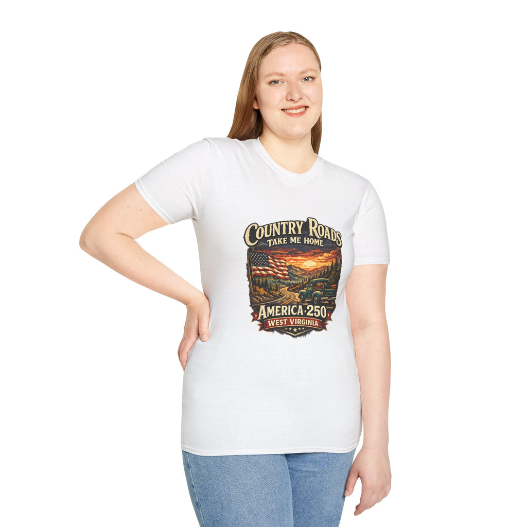 America 250 T-Shirt — "Take Me Home" West Virginia Scenic Graphic Tee