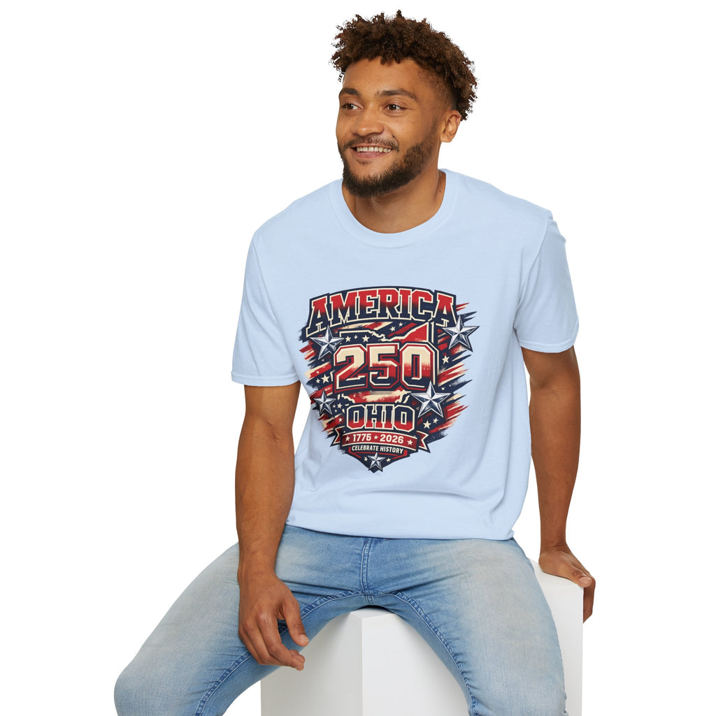 America 250 Ohio Commemorative T-Shirt — 250th Anniversary Patriotic Tee