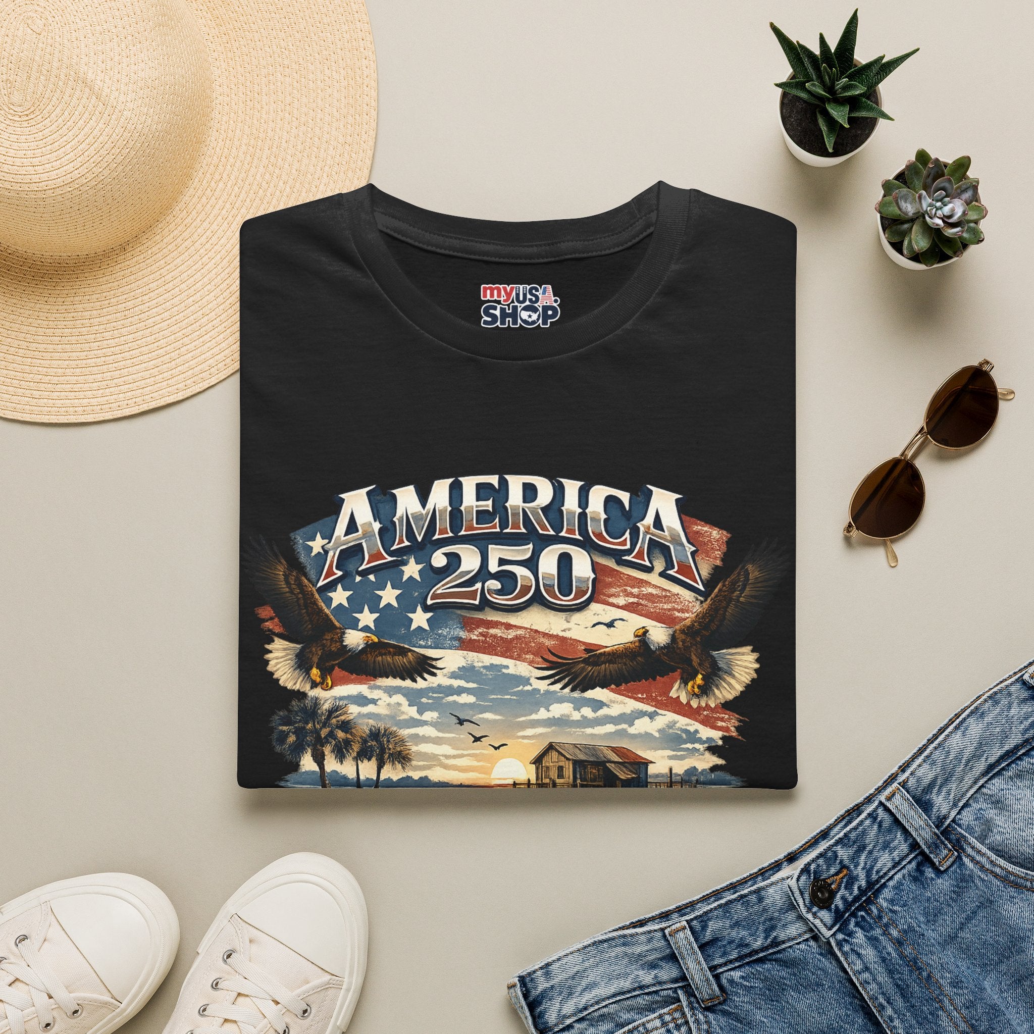 America 250 T-Shirt — South Carolina Patriotic Bald Eagles & Flag Graphic