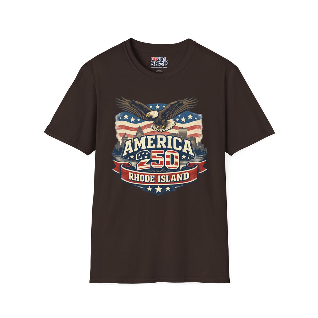 America 250 Rhode Island Eagle Shirt — Patriotic Skyline Graphic Tee