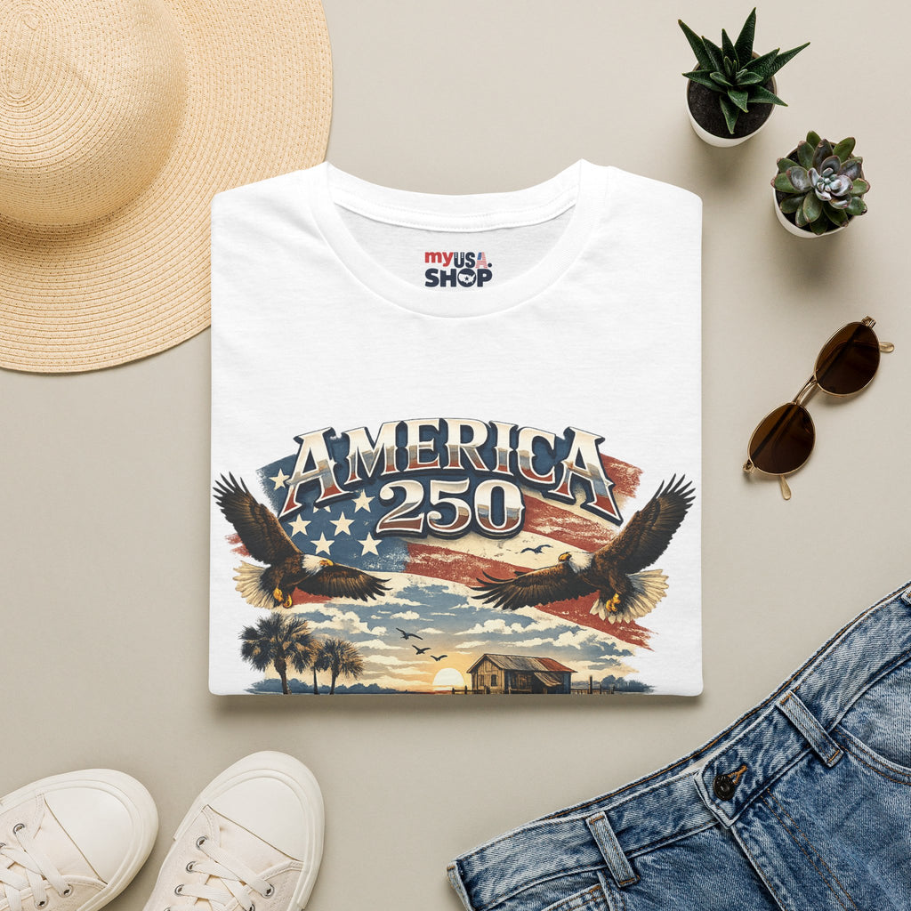 America 250 T-Shirt — South Carolina Patriotic Bald Eagles & Flag Graphic