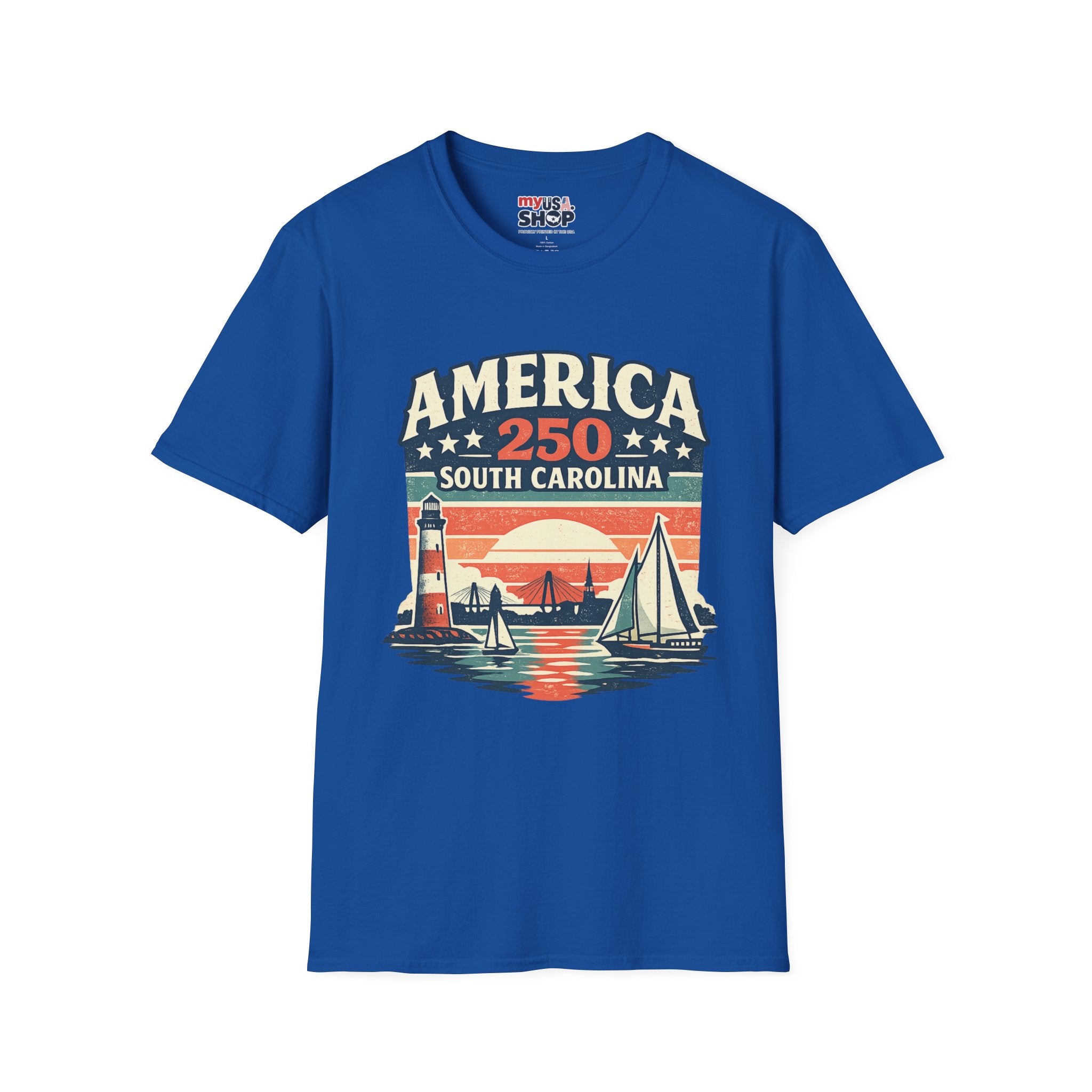 America 250 South Carolina T-Shirt – Retro Sunset Sailing Patriotic Tee