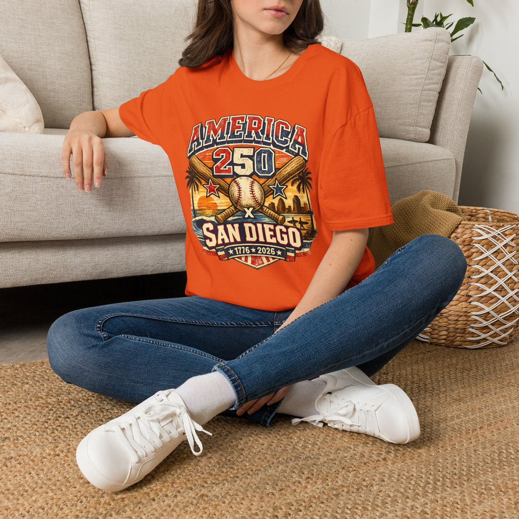 America 250 San Diego California Baseball Tee