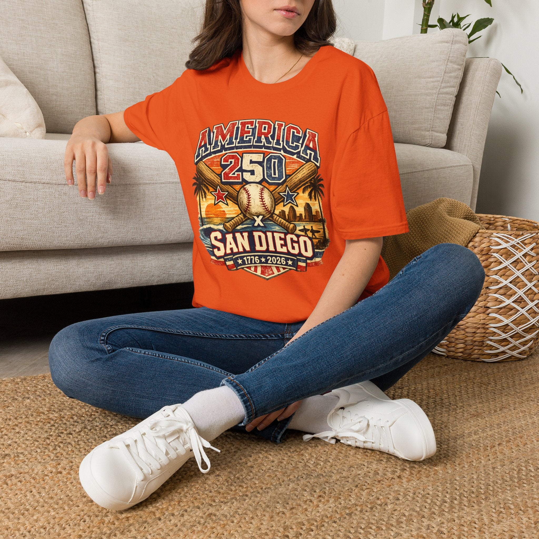 America 250 San Diego California Baseball Tee
