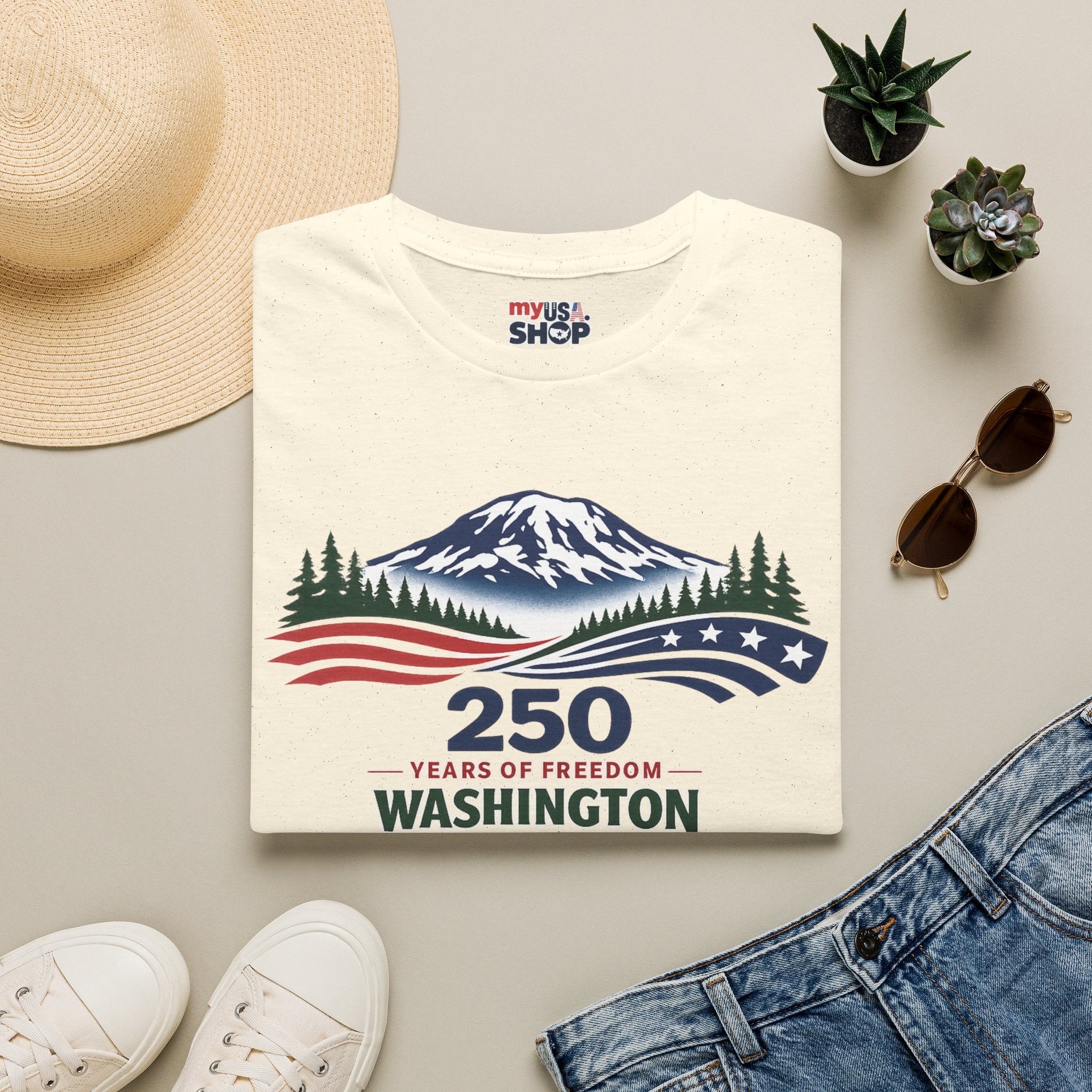 America 250 Washington T-Shirt - Unisex Softstyle T-Shirt