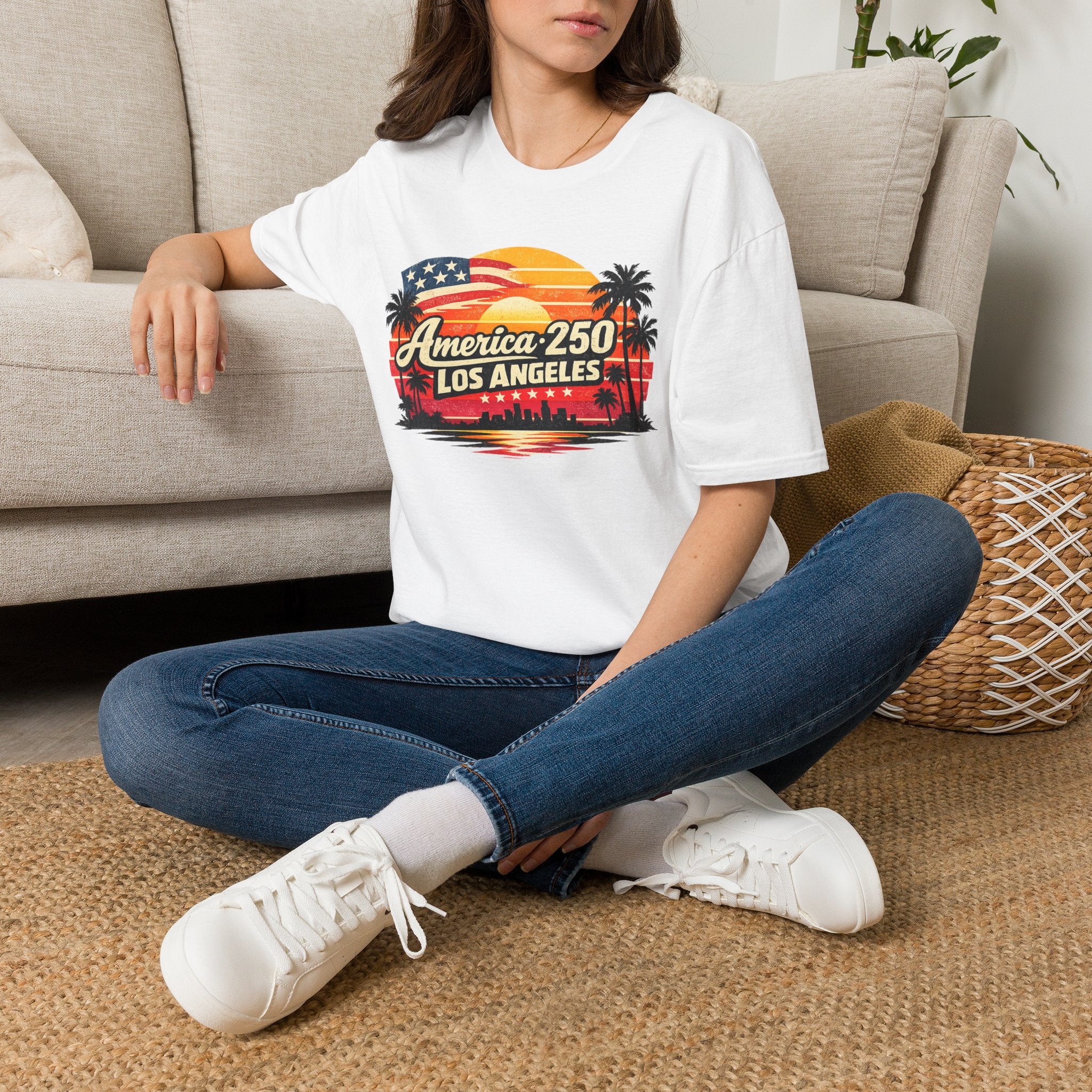 America 250 Los Angeles Retro Sunset California Tee