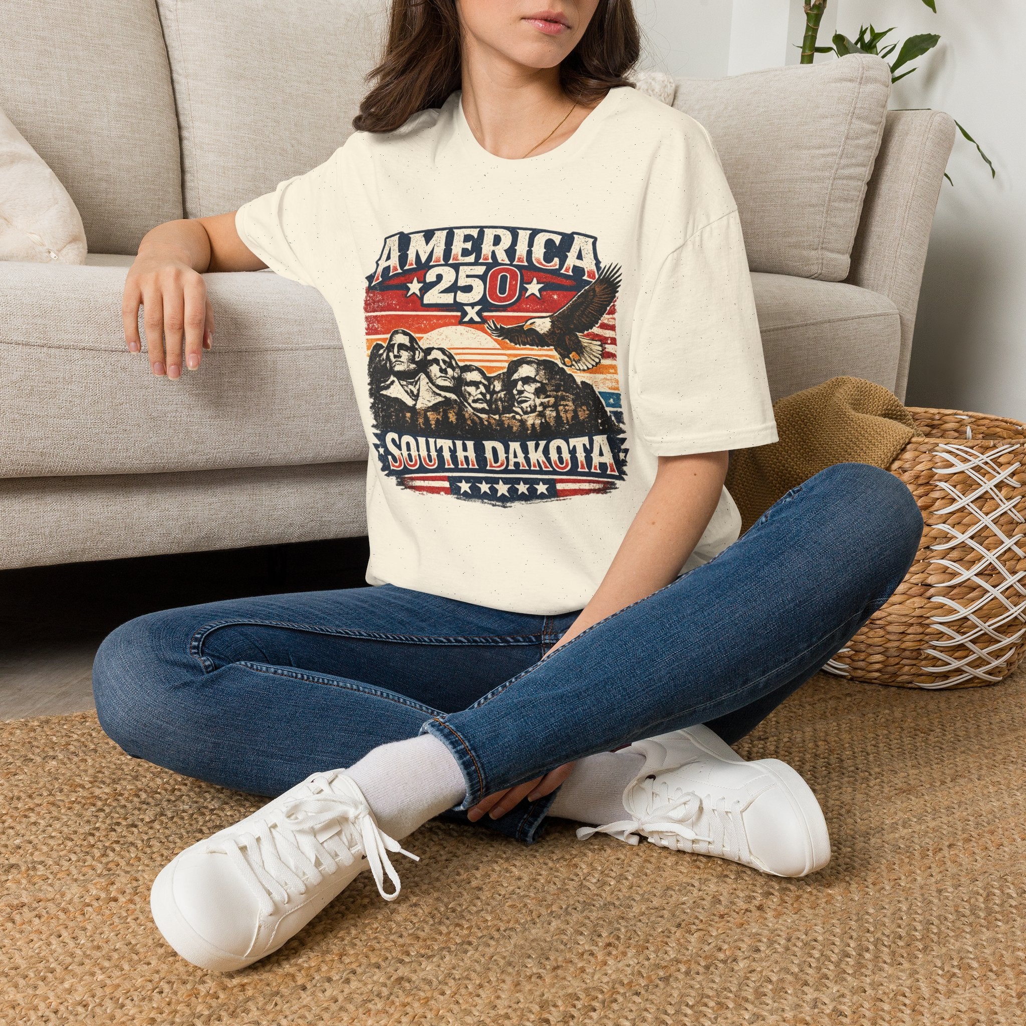 America 250 South Dakota T-Shirt — Vintage Eagle Patriotic USA Graphic Tee