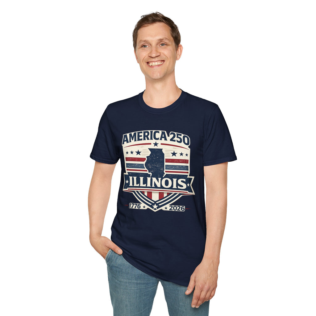 America 250 Illinois T-Shirt — 1776–2026 USA State Pride Tee