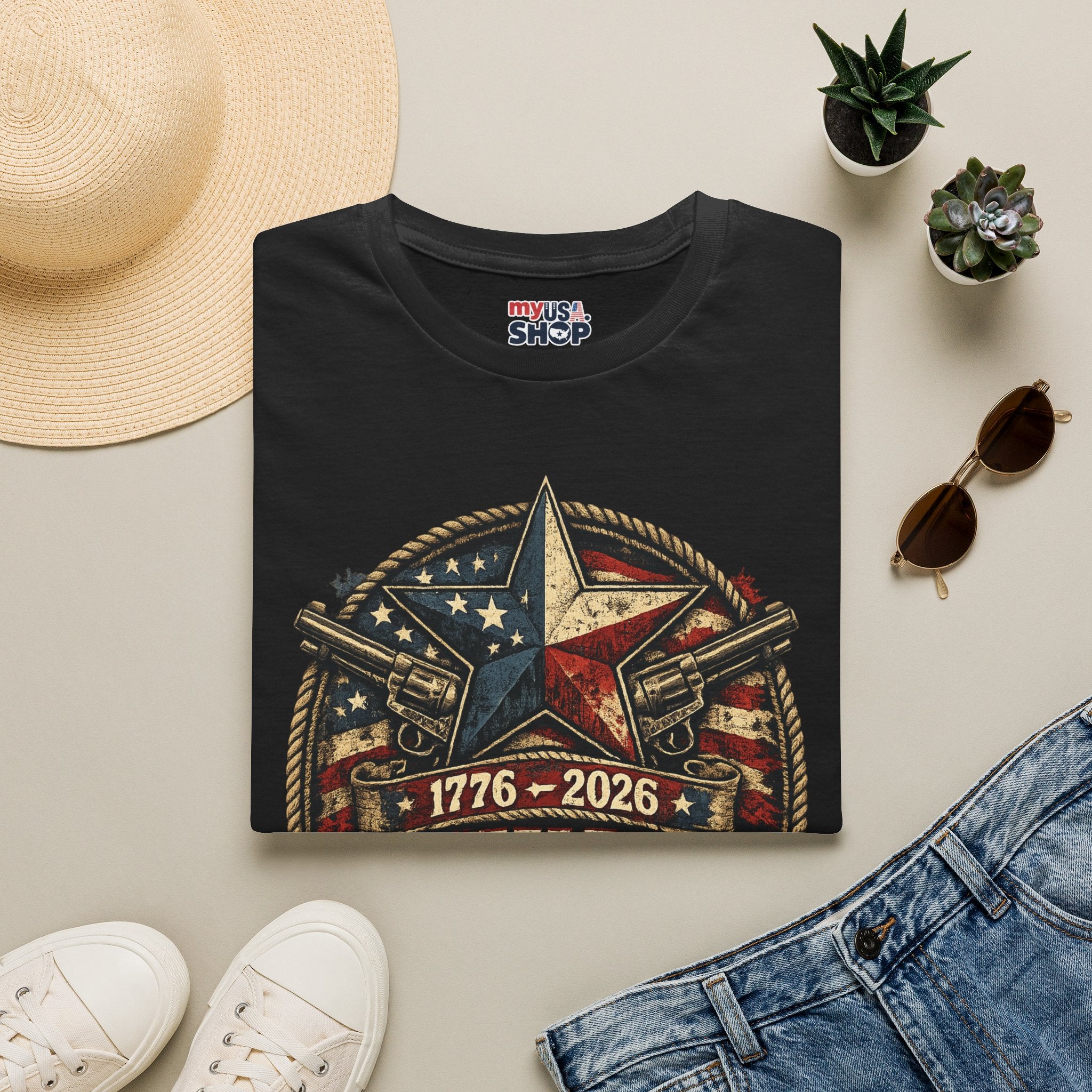 America 250 Texas Shirt — Texas Stands Tall Patriotic Western Tee