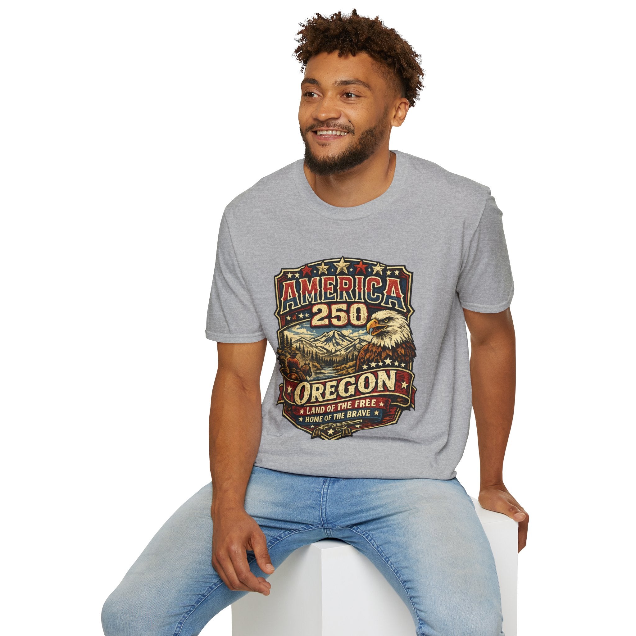 America 250 Oregon  Shirt — Heritage Eagle Americana Crest Tee