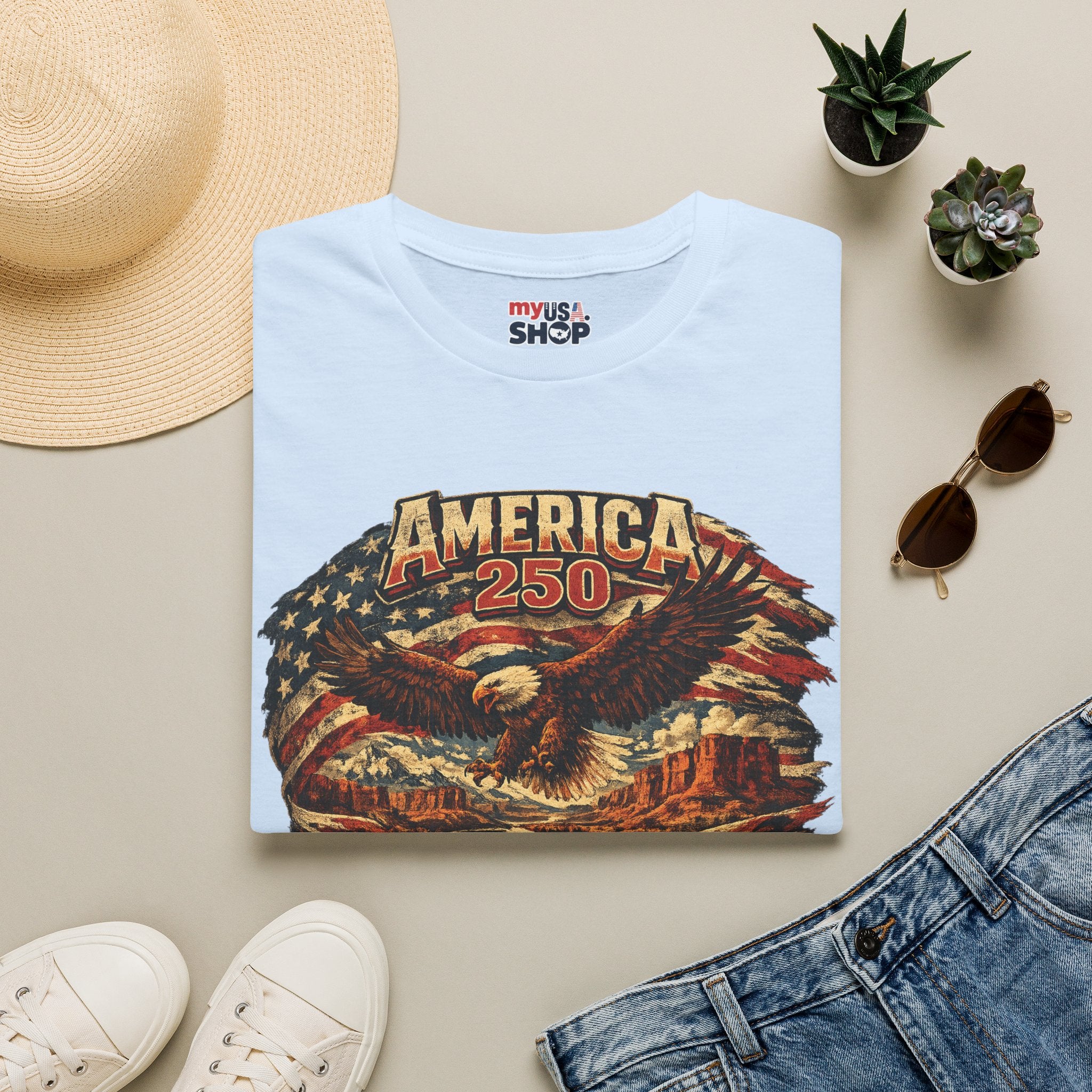 America 250 Utah State Shirt — Heritage Eagle Patriotic Graphic Tee