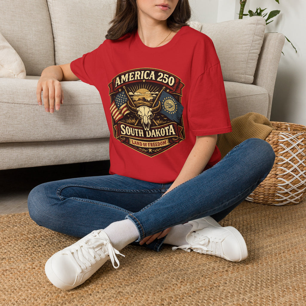 America 250 South Dakota T-Shirt — Western Skull Heritage Graphic Tee