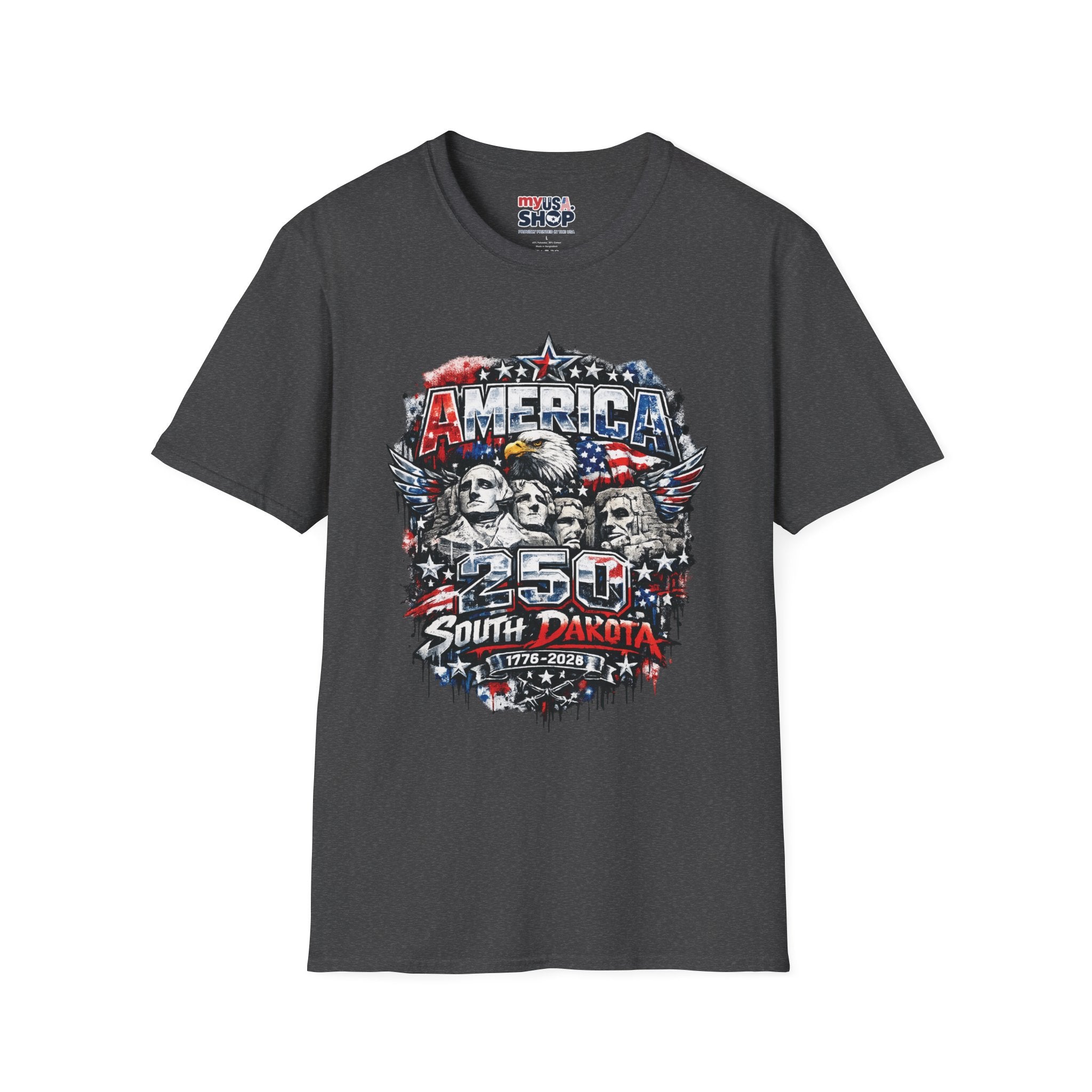 America 250 South Dakota Shirt — Patriotic Eagle & Mount Rushmore Graphic Tee