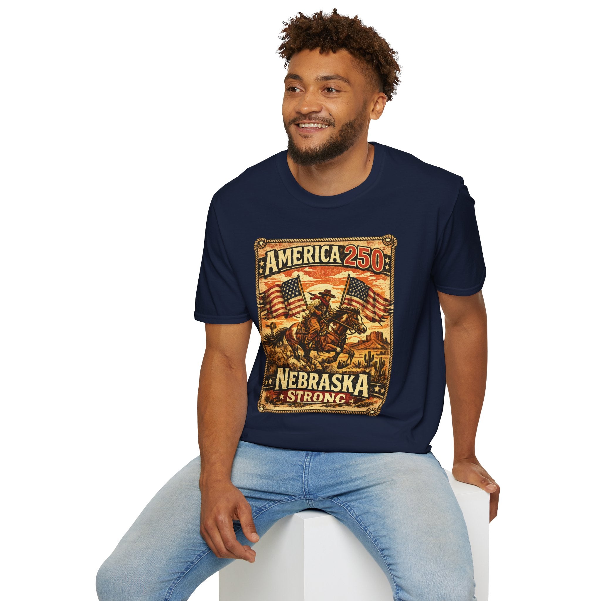 America 250 Nebraska Strong T-Shirt — Patriotic Centennial Retro Tee