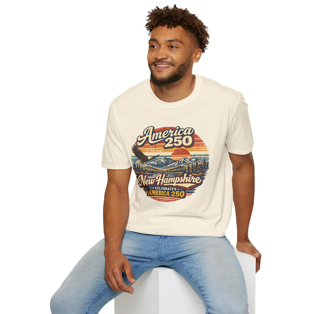 America 250 T-Shirt — Retro Eagle & Mountain New Hampshire Design
