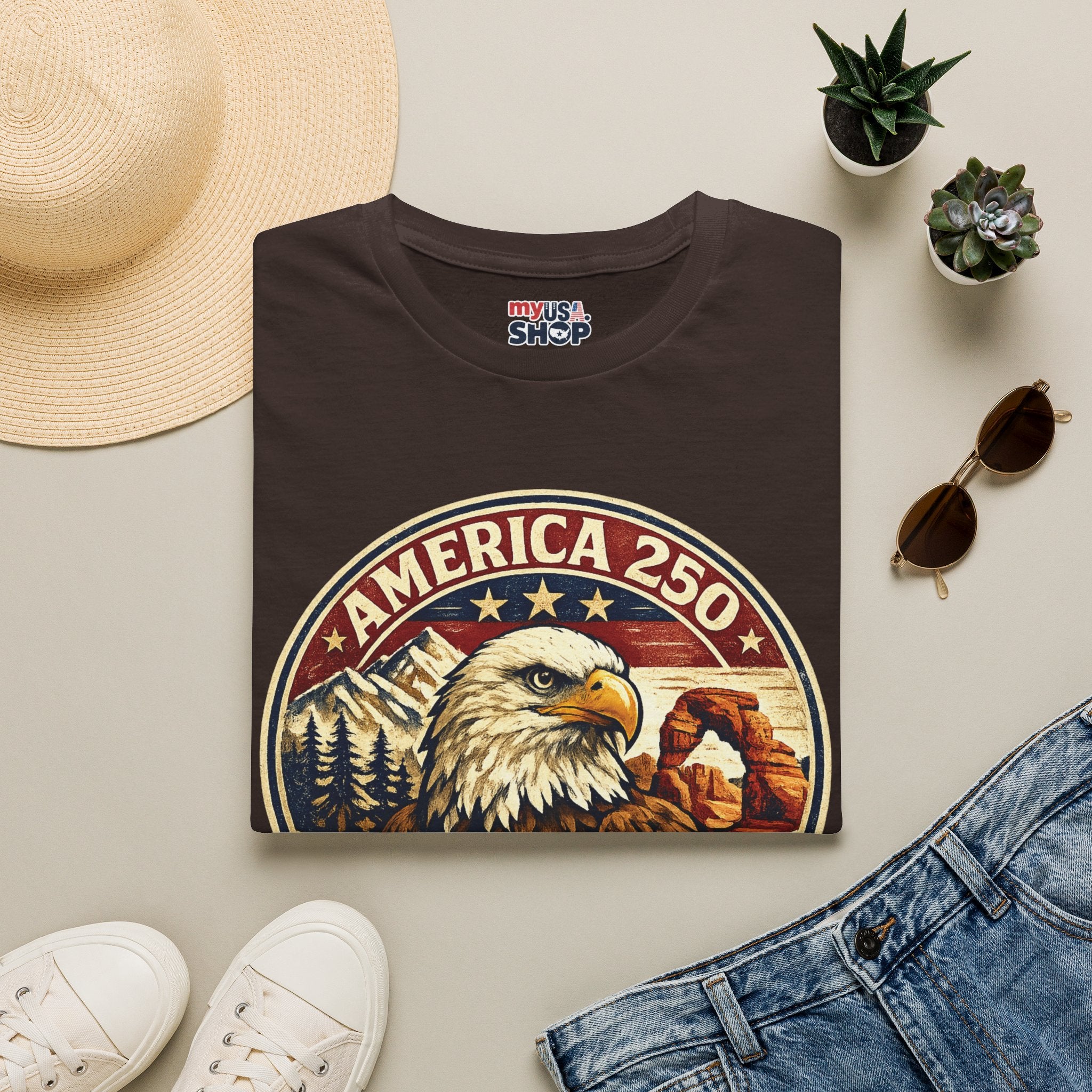 America 250 Utah State Tee — Land of Freedom Eagle Graphic Shirt
