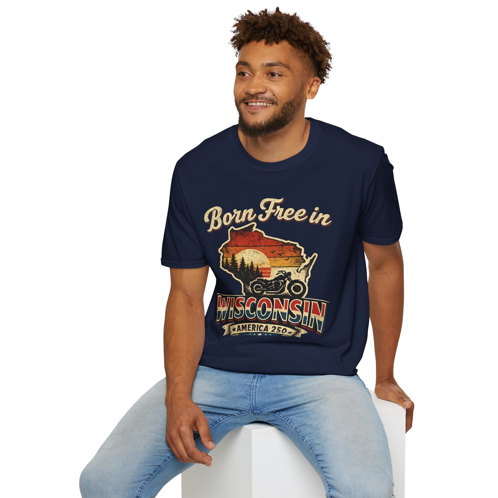 Wisconsin Vintage "Born Free in" T-Shirt - America 250 Tee