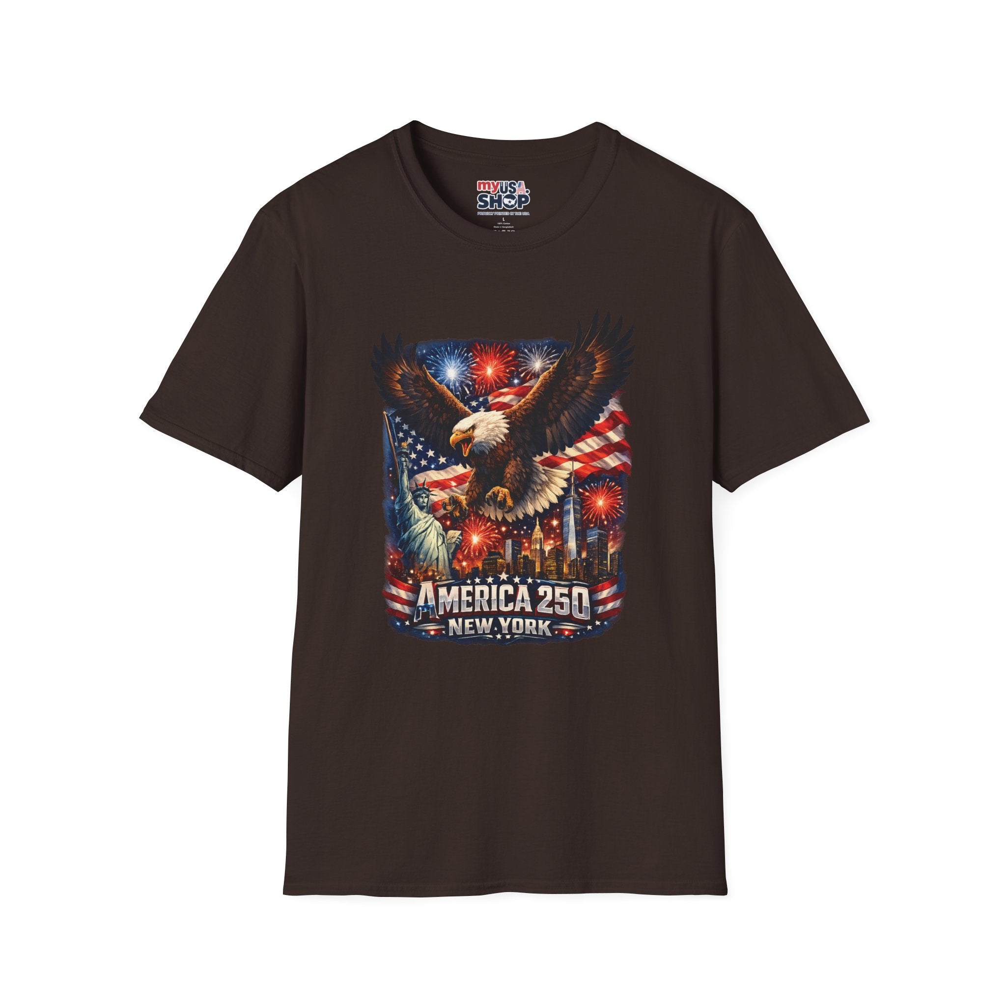 America 250 Patriotic Eagle T-Shirt — New York Fireworks Design
