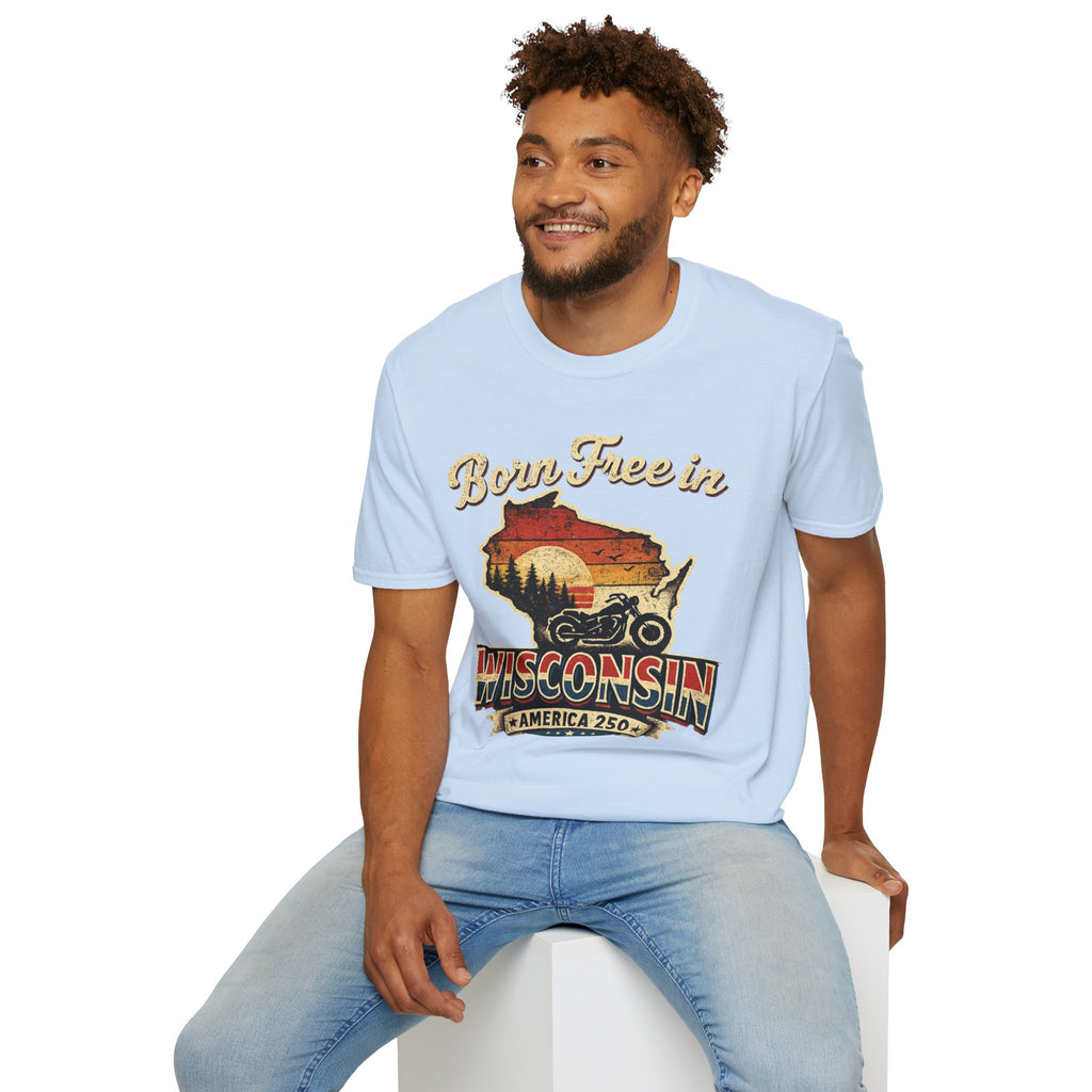 Wisconsin Vintage "Born Free in" T-Shirt - America 250 Tee