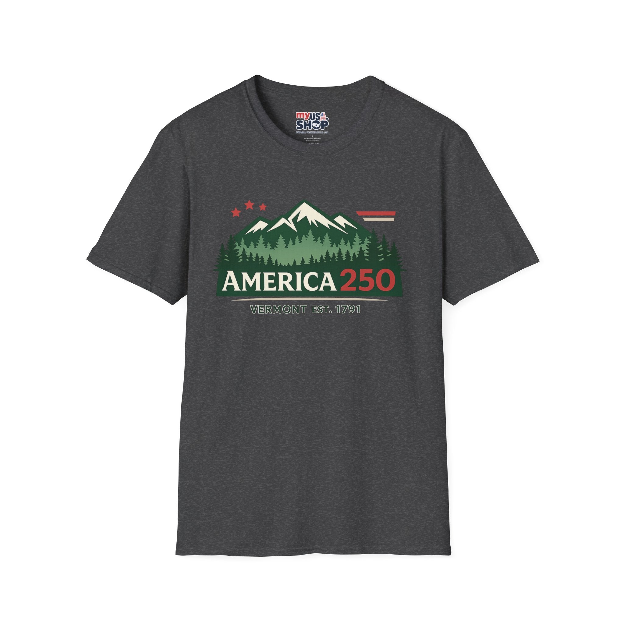 America 250 – Vermont Est. 1791 Mountain Star Vintage Tee Design