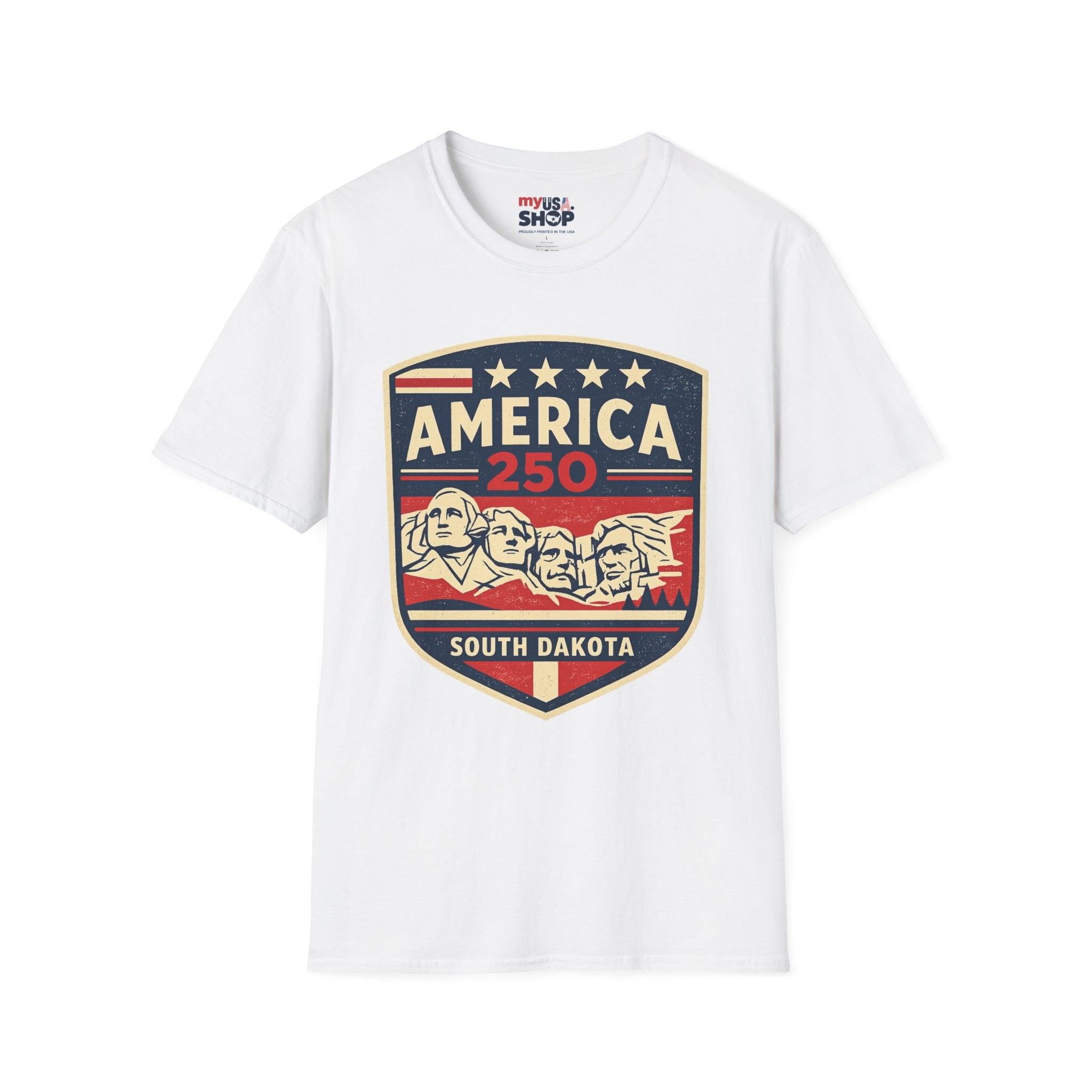 America 250 South Dakota Shirt — Retro Mount Rushmore USA Graphic Tee