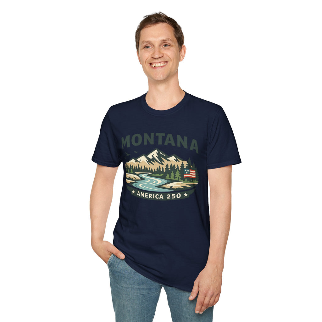 America 250 x Montana Mountain Scenic T-Shirt — Retro Nature Design