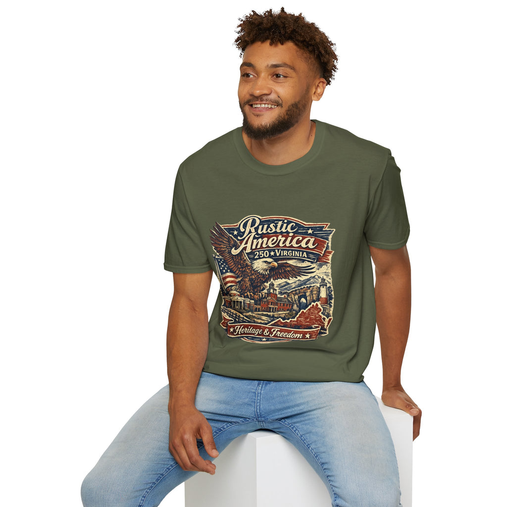 America 250 Virginia Eagle T‑Shirt — Heritage & Freedom Vintage Design