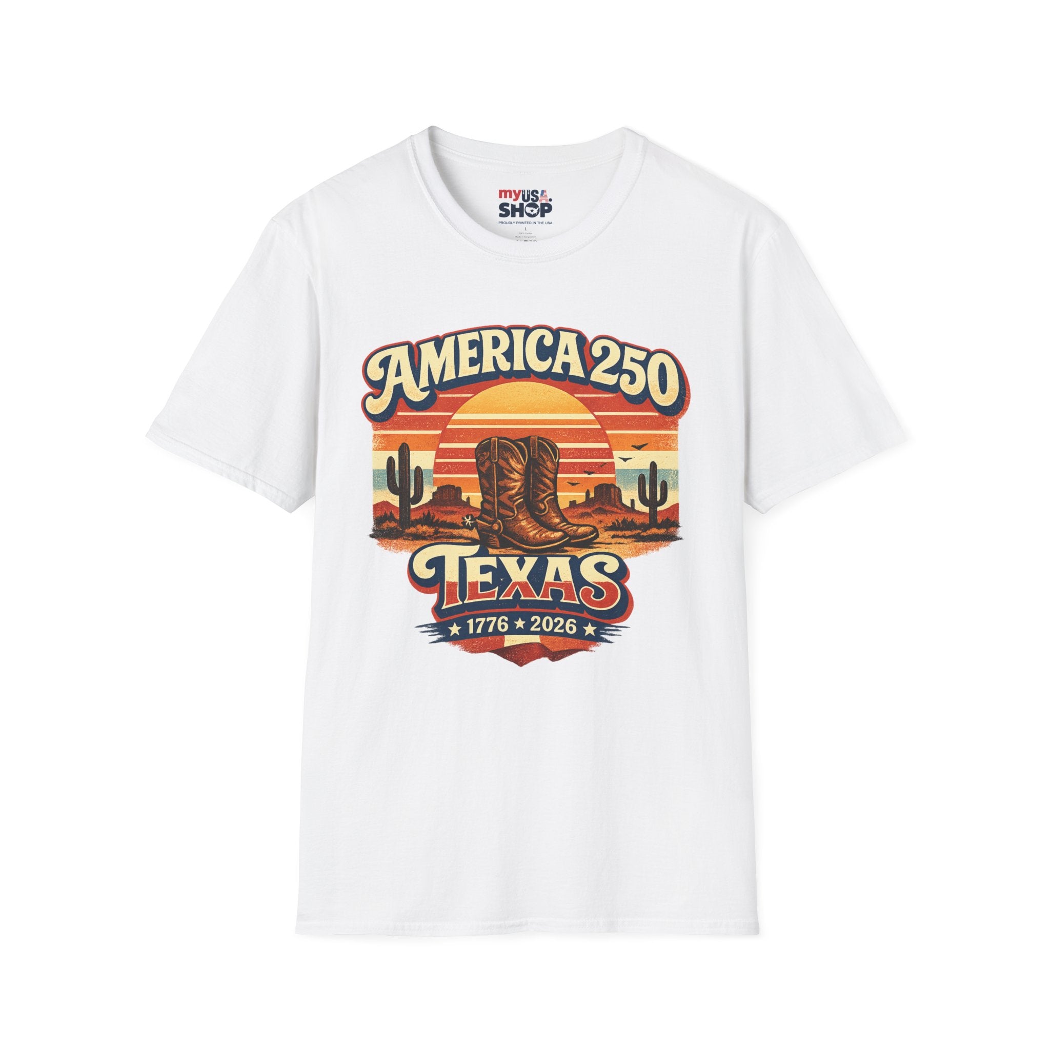 America 250 Texas T-Shirt — Retro Desert Cowboy Graphic Tee