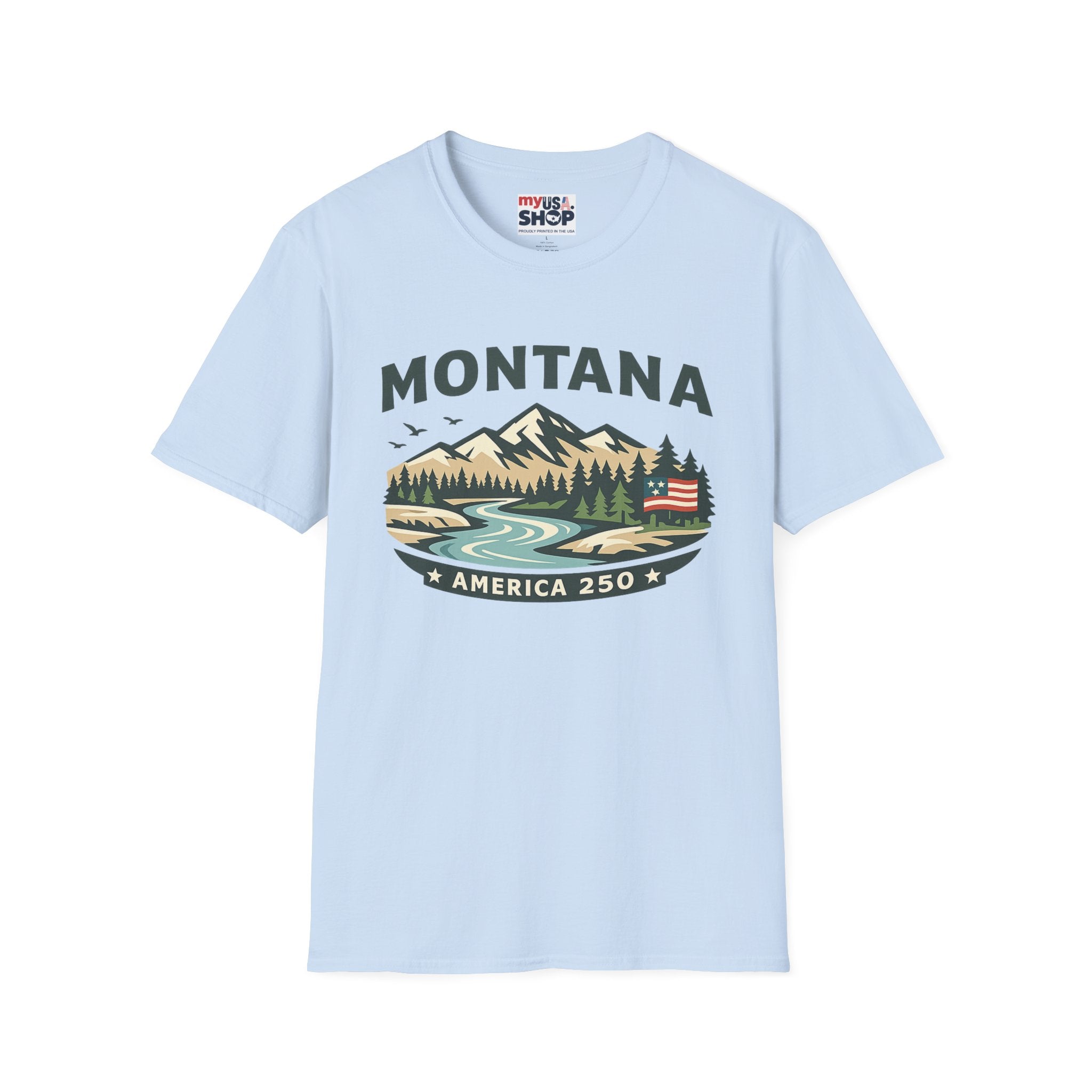 Montana Mountain Scenic T-Shirt — America 250 Retro Nature Graphic