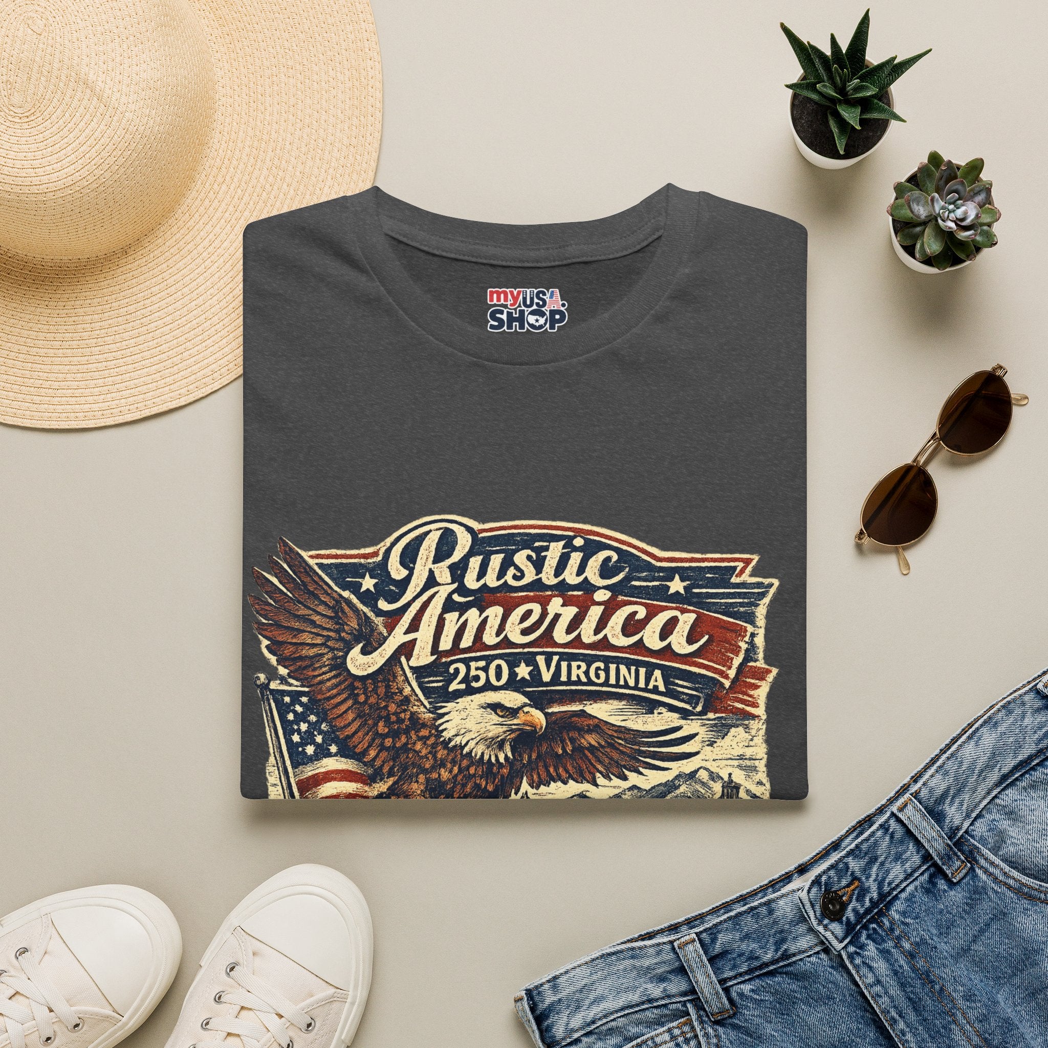 America 250 Virginia Eagle T‑Shirt — Heritage & Freedom Vintage Design