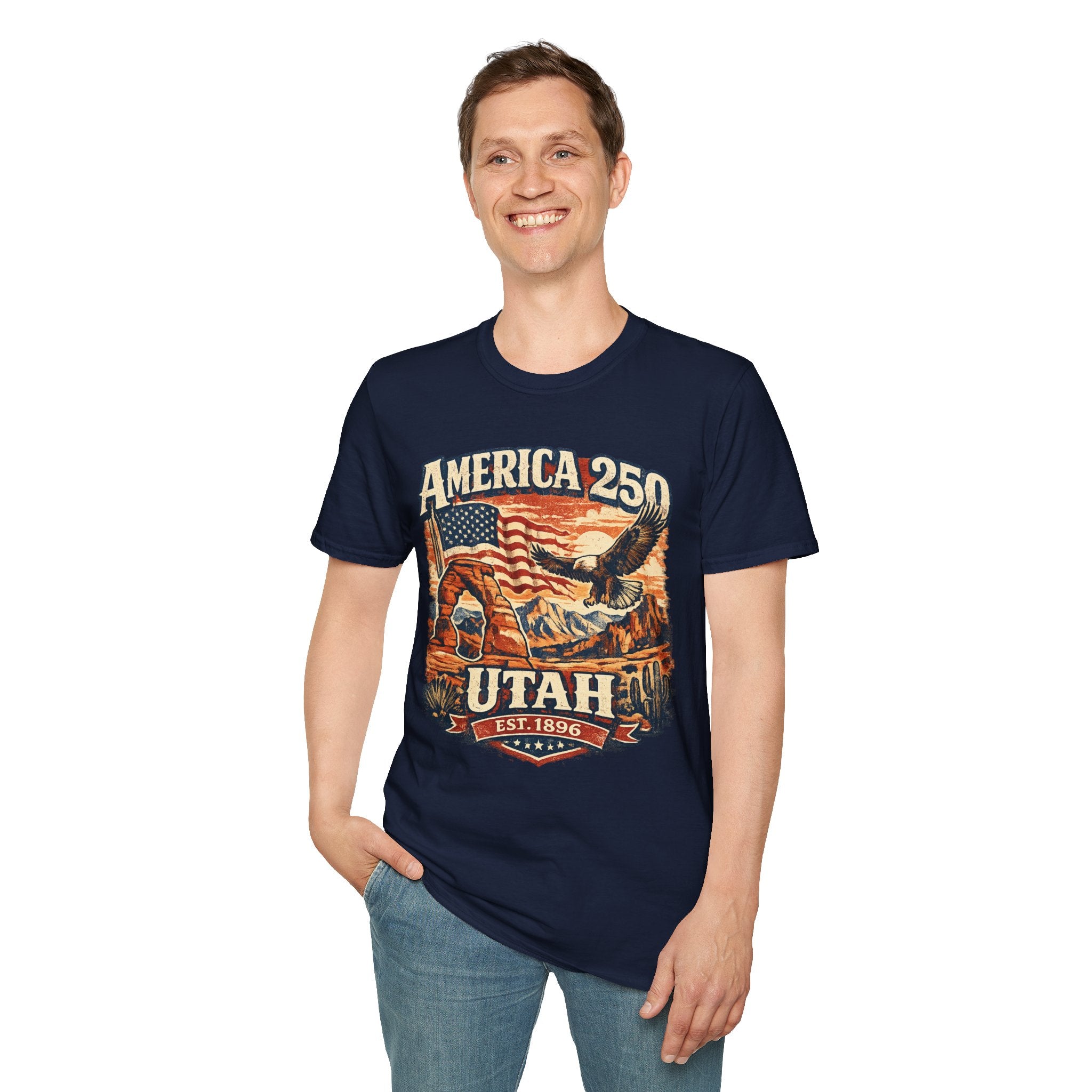 America 250 Utah Shirt — Patriotic Desert Eagle Graphic Tee
