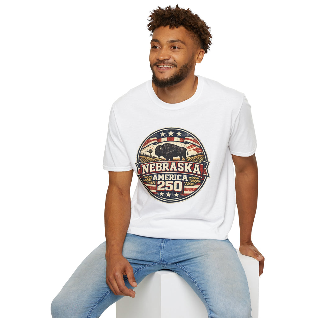 Nebraska Buffalo Retro T-Shirt — America 250 Vintage State Pride Tee