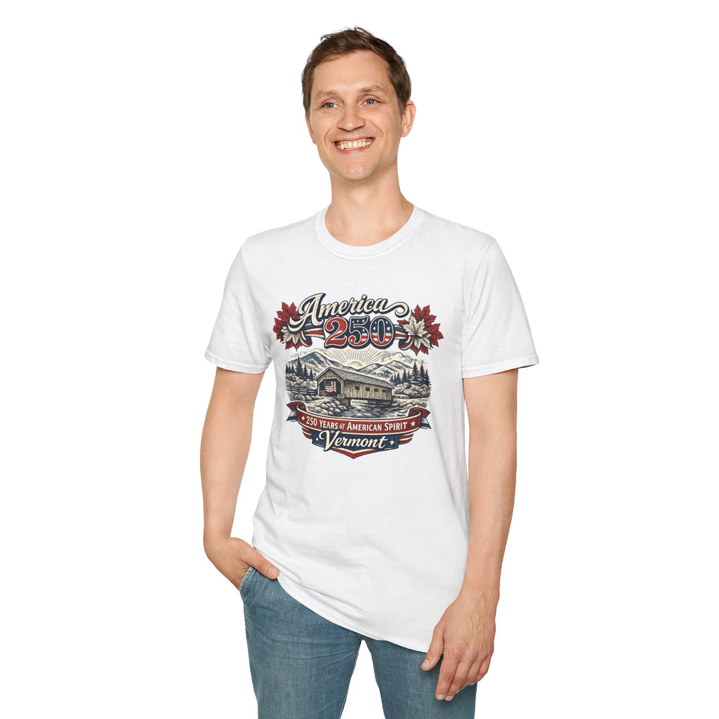 America 250 Vintage T-Shirt — Vermont Patriotic Vermont Mountains Tee