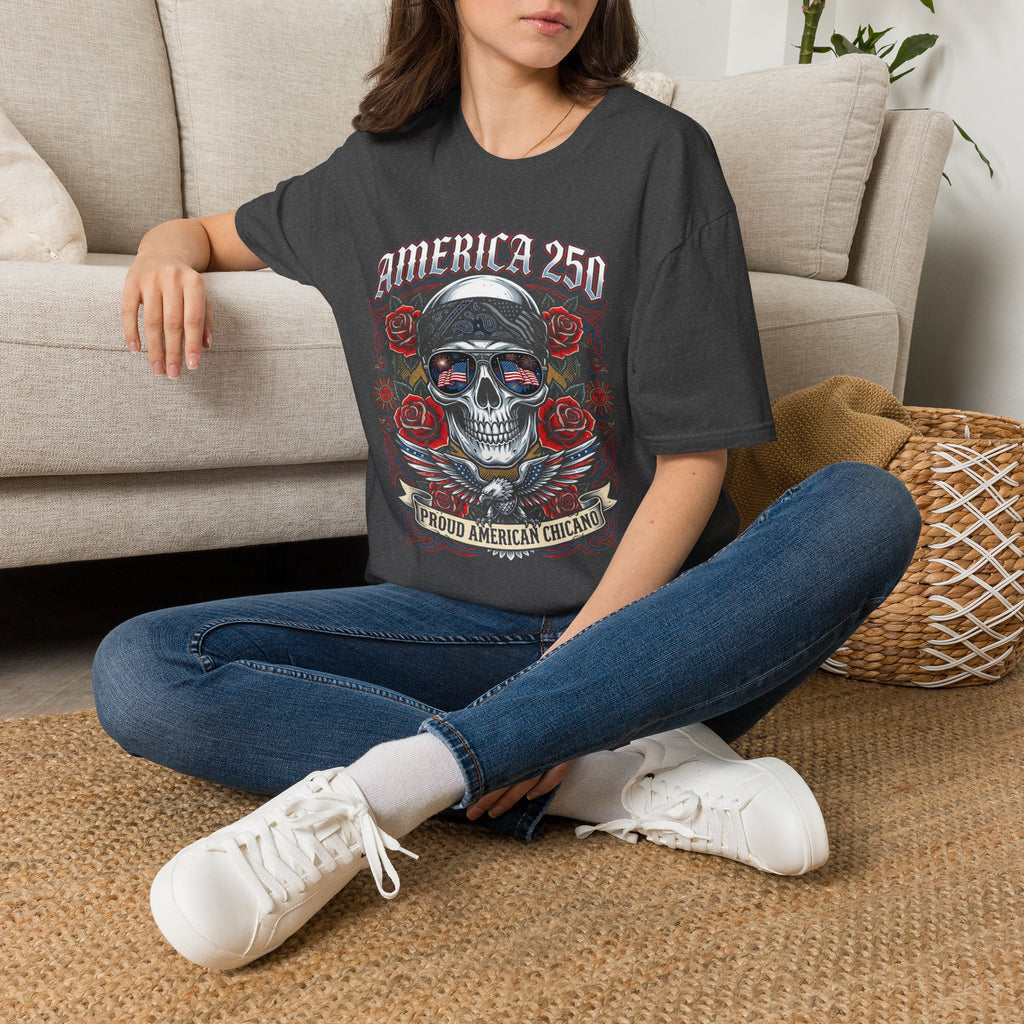 America 250 Chicano Skull– Patriotic Sugar Skull with Roses