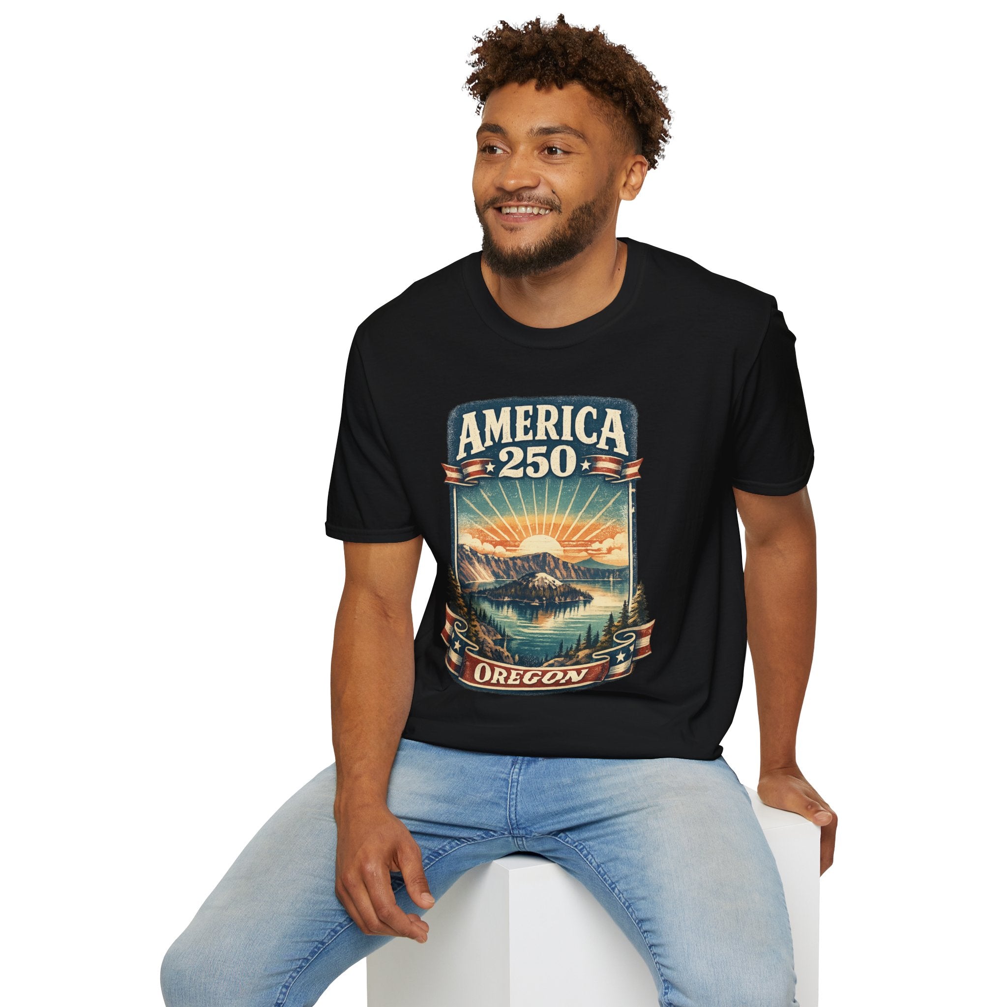 Oregon America 250 Shirt — Crater Lake Sunset Vintage Tee
