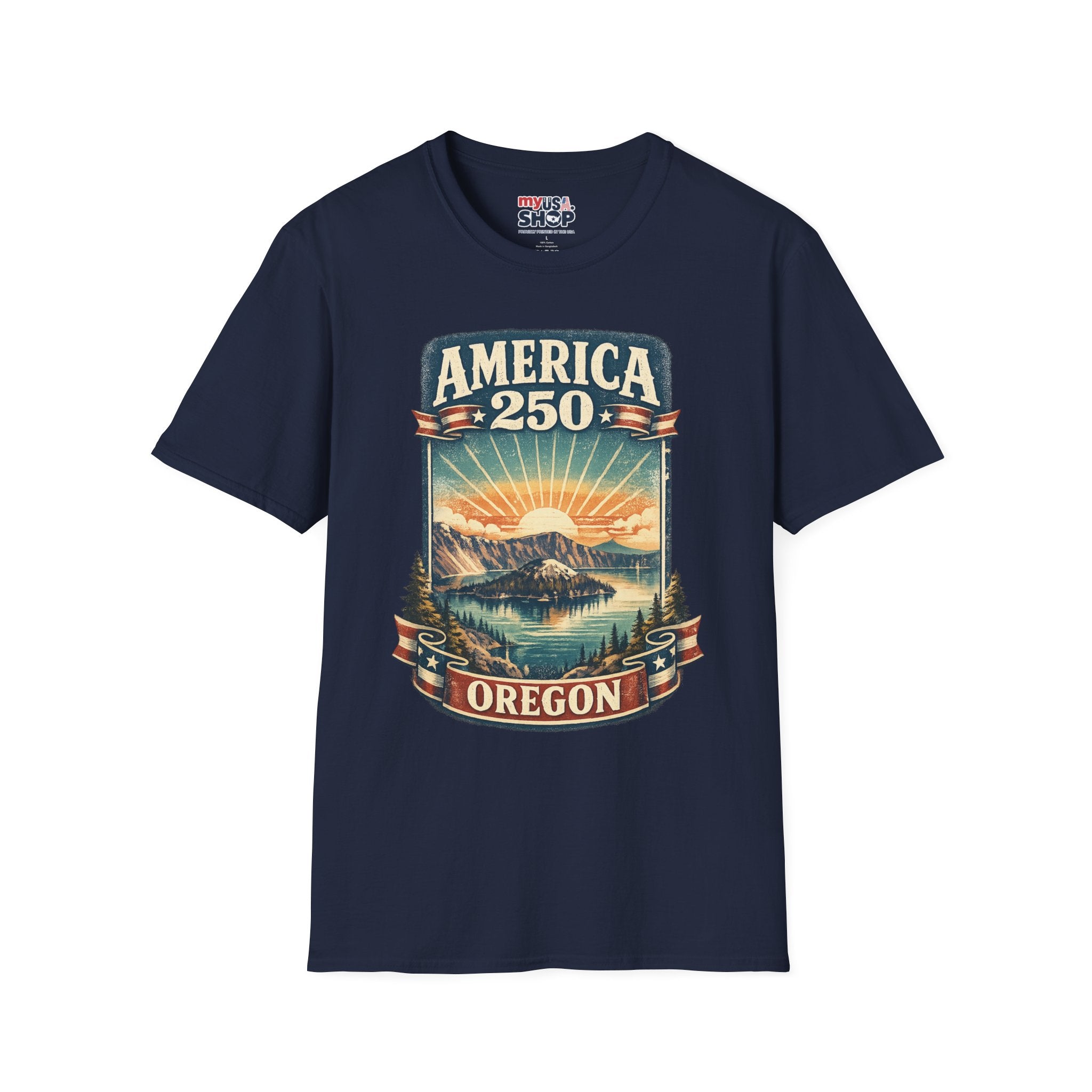 Oregon America 250 Shirt — Crater Lake Sunset Vintage Tee