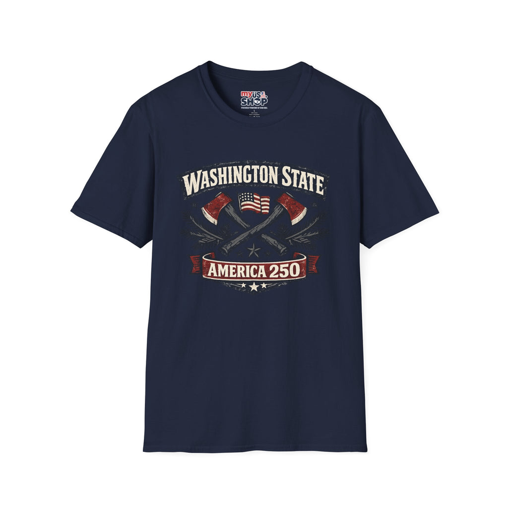 America 250 Washington State T-Shirt —  Axes Retro Graphic Tee