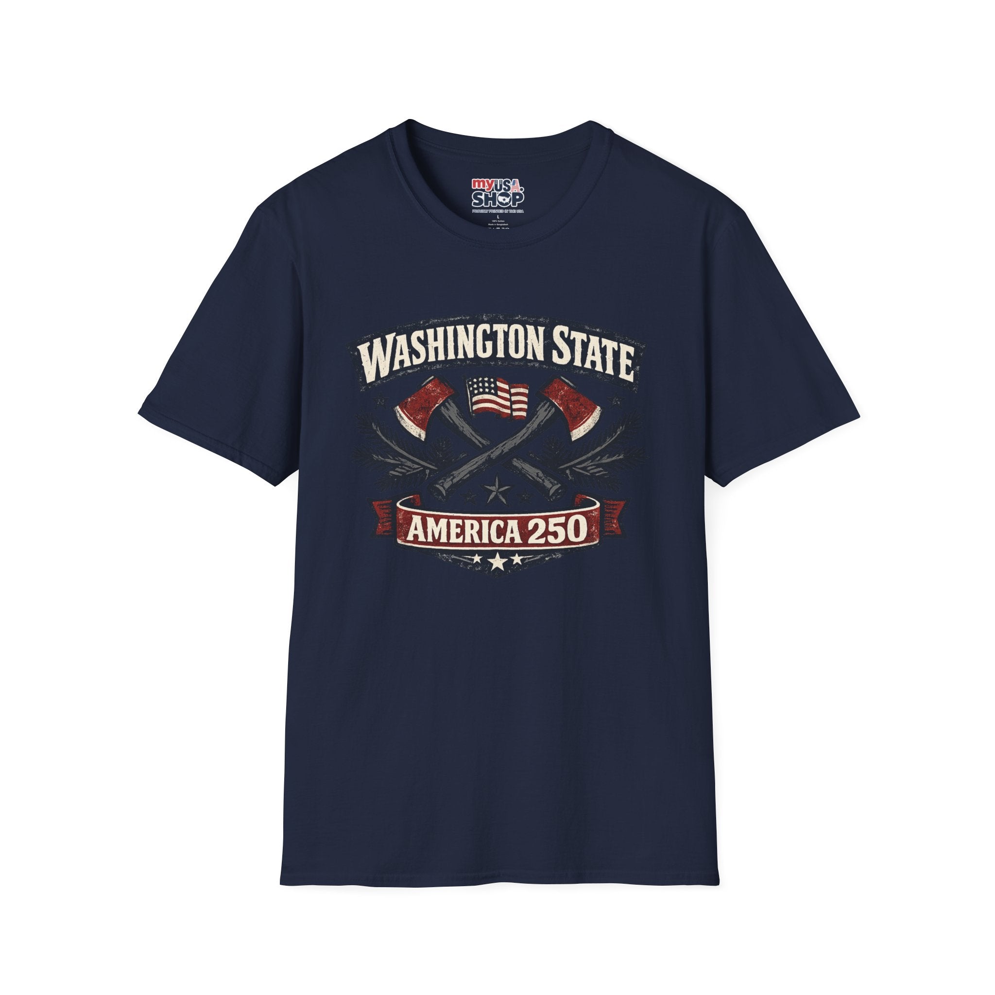 America 250 Washington State T-Shirt —  Axes Retro Graphic Tee